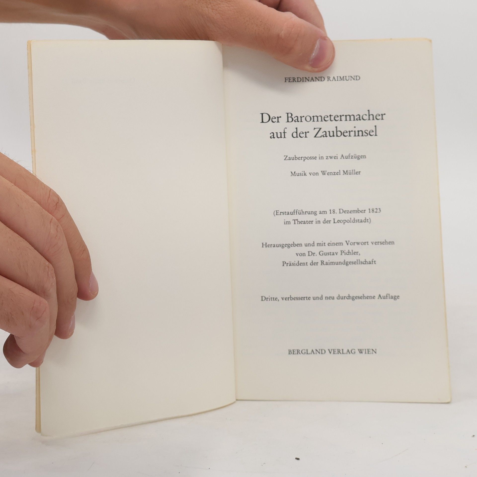 Ferdinand Raimund Der Barometermacher auf der Zauberinsel