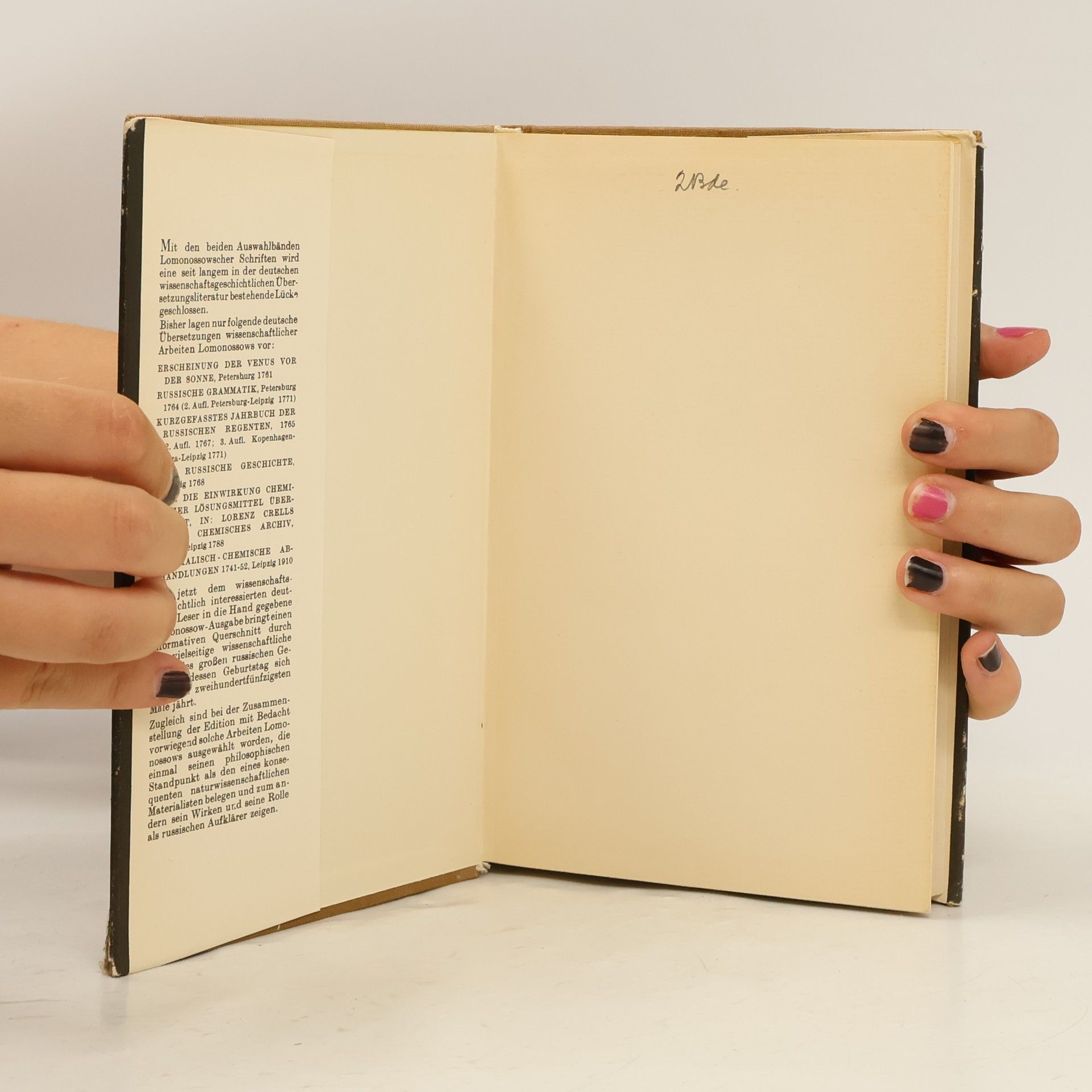 M. W. Lomonossow Ausgewählte Schriften