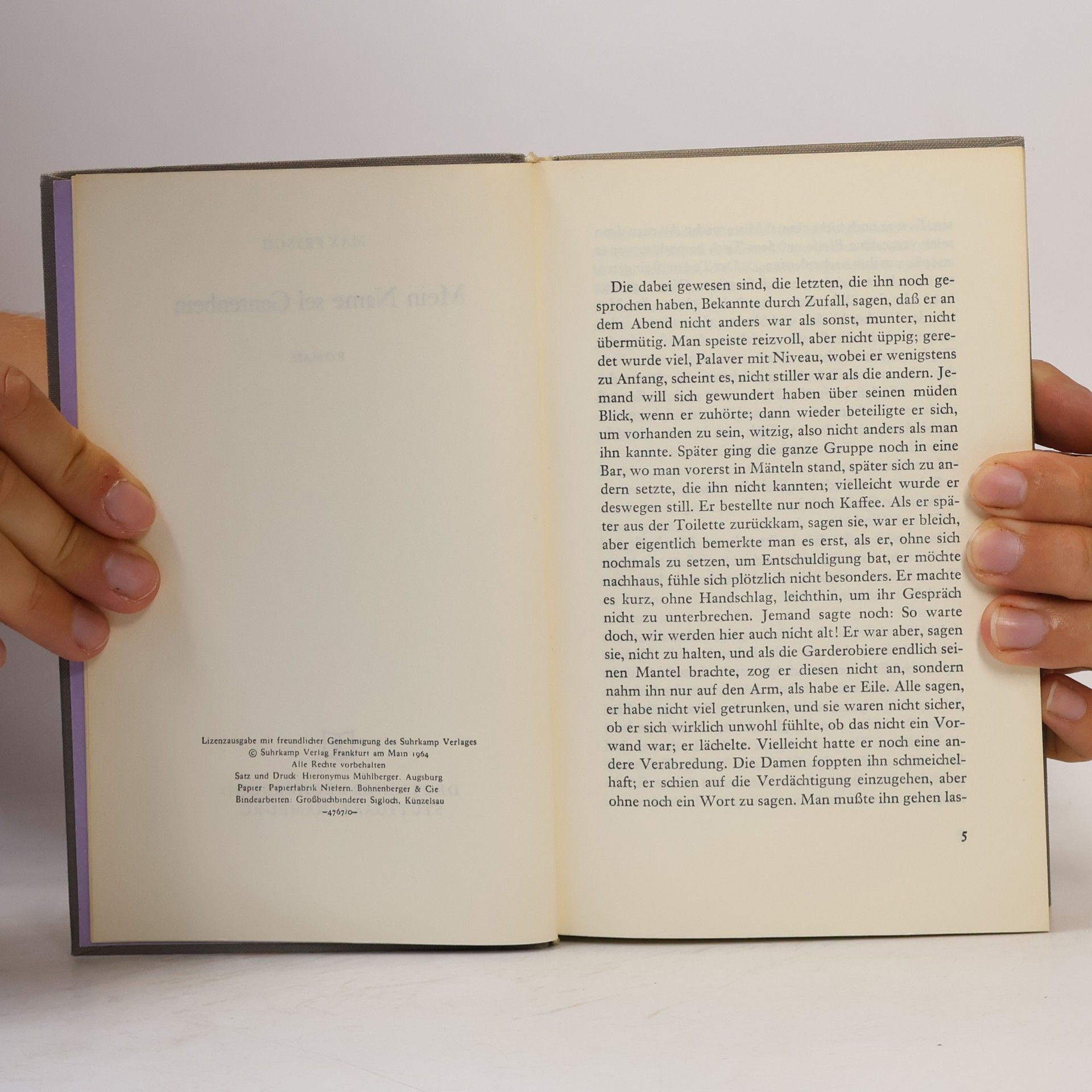 Max Frisch Mein Name sei Gantenbein