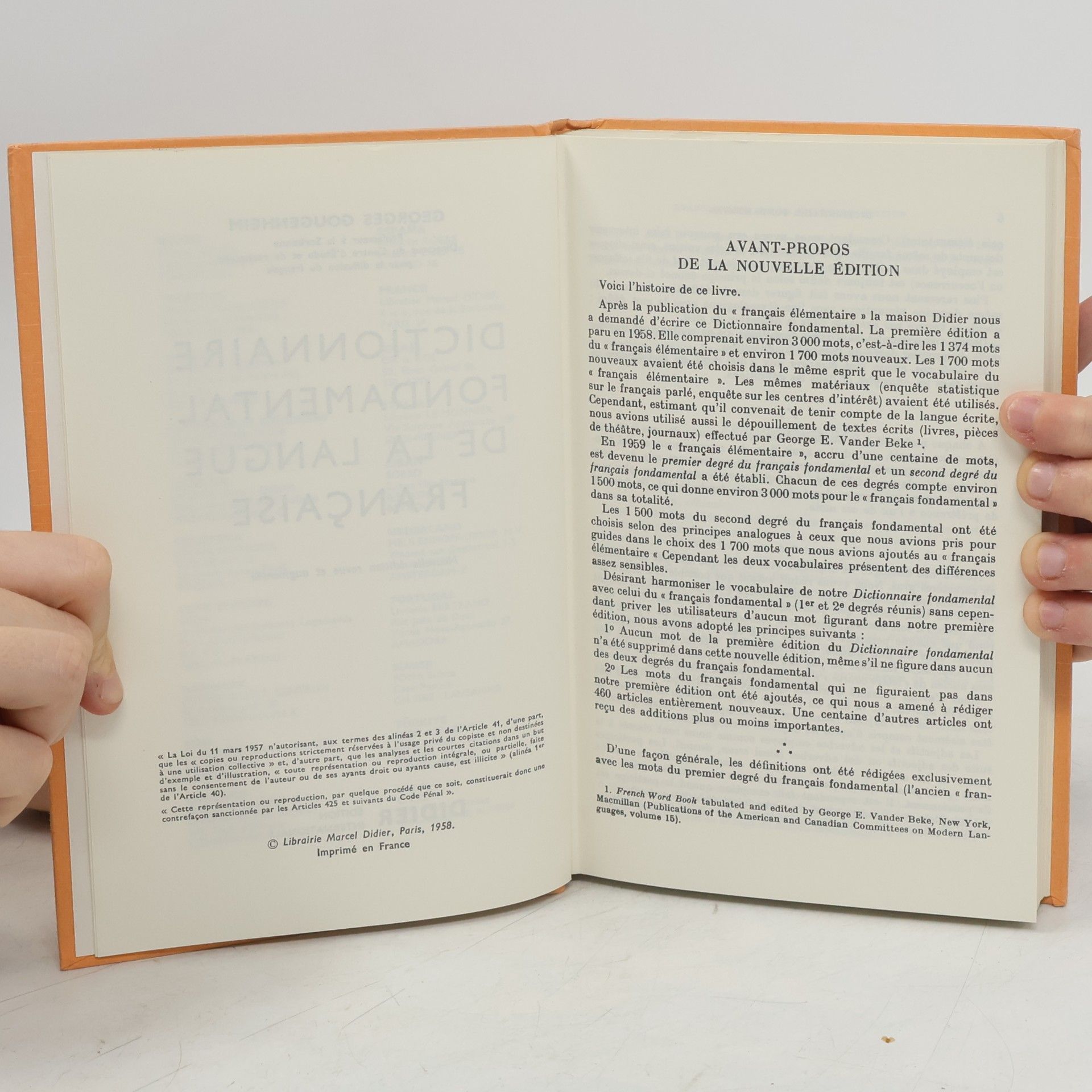 Georges Gougenheim Dictionnaire fondamental de la langue française