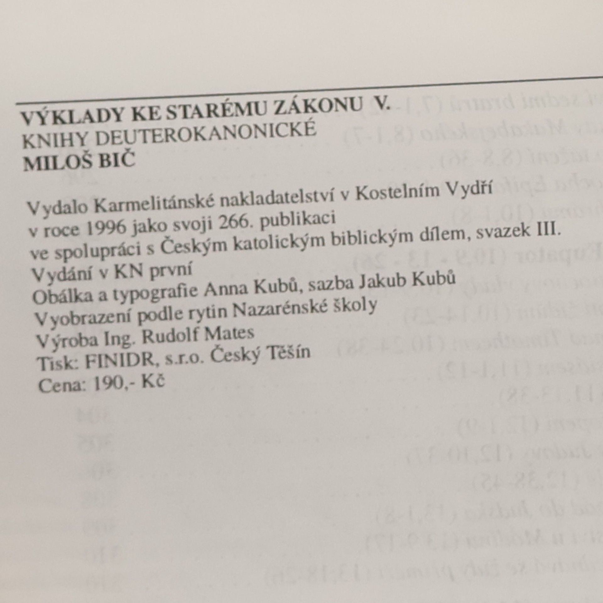 Miloš Bič Výklady ke Starému zákonu V. Knihy deuterokanonické
