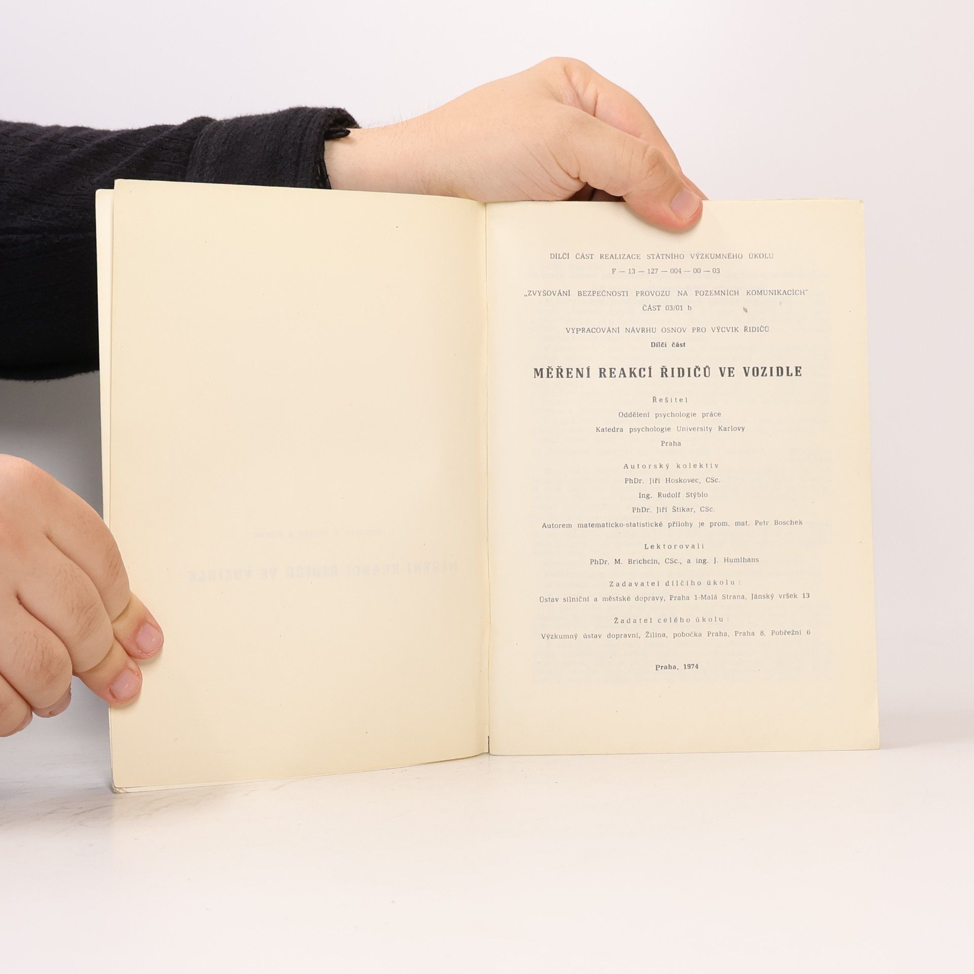Jiří Hoskovec Měření reakcí řidičů ve vozidle
