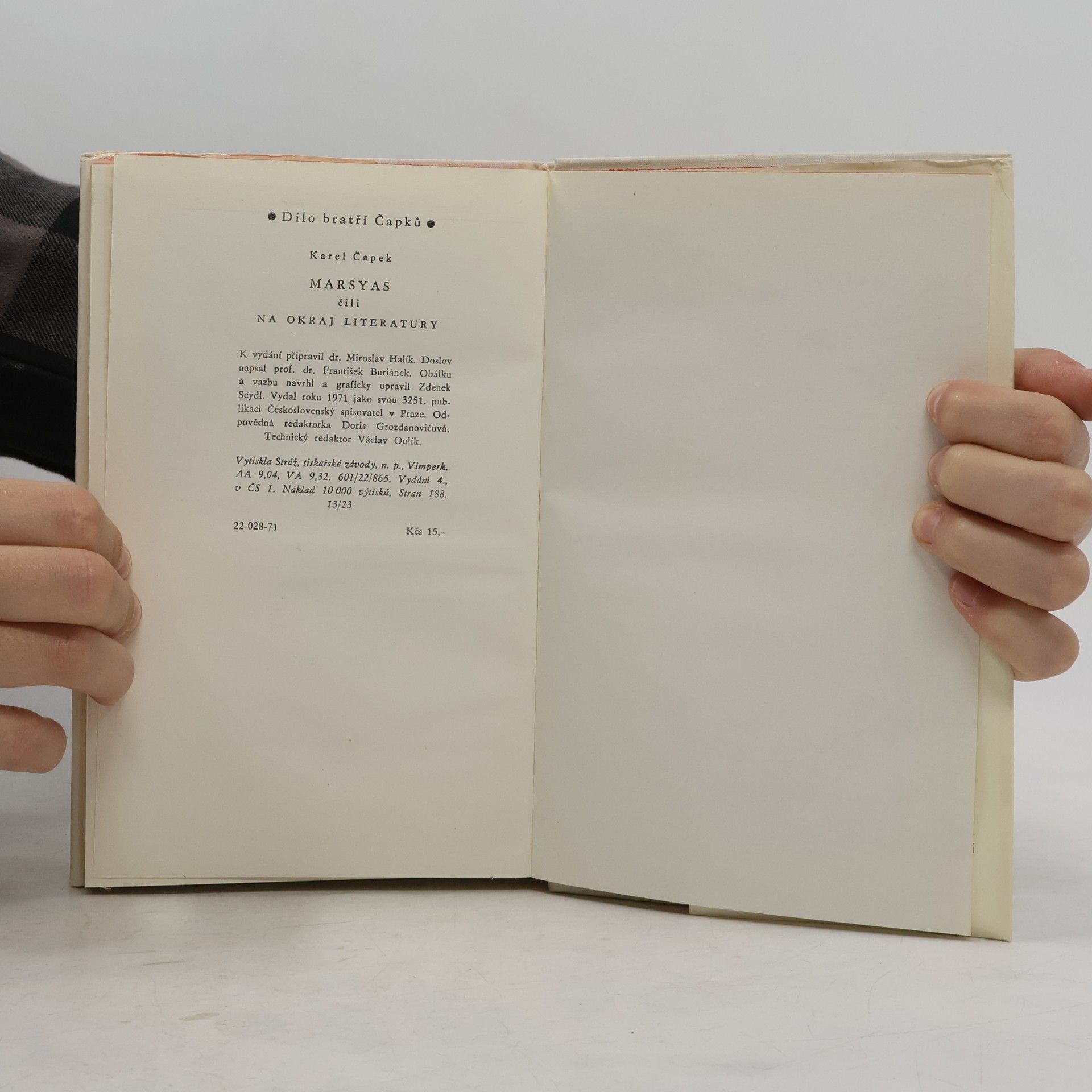 Karel Čapek Marsyas čili Na okraj literatury