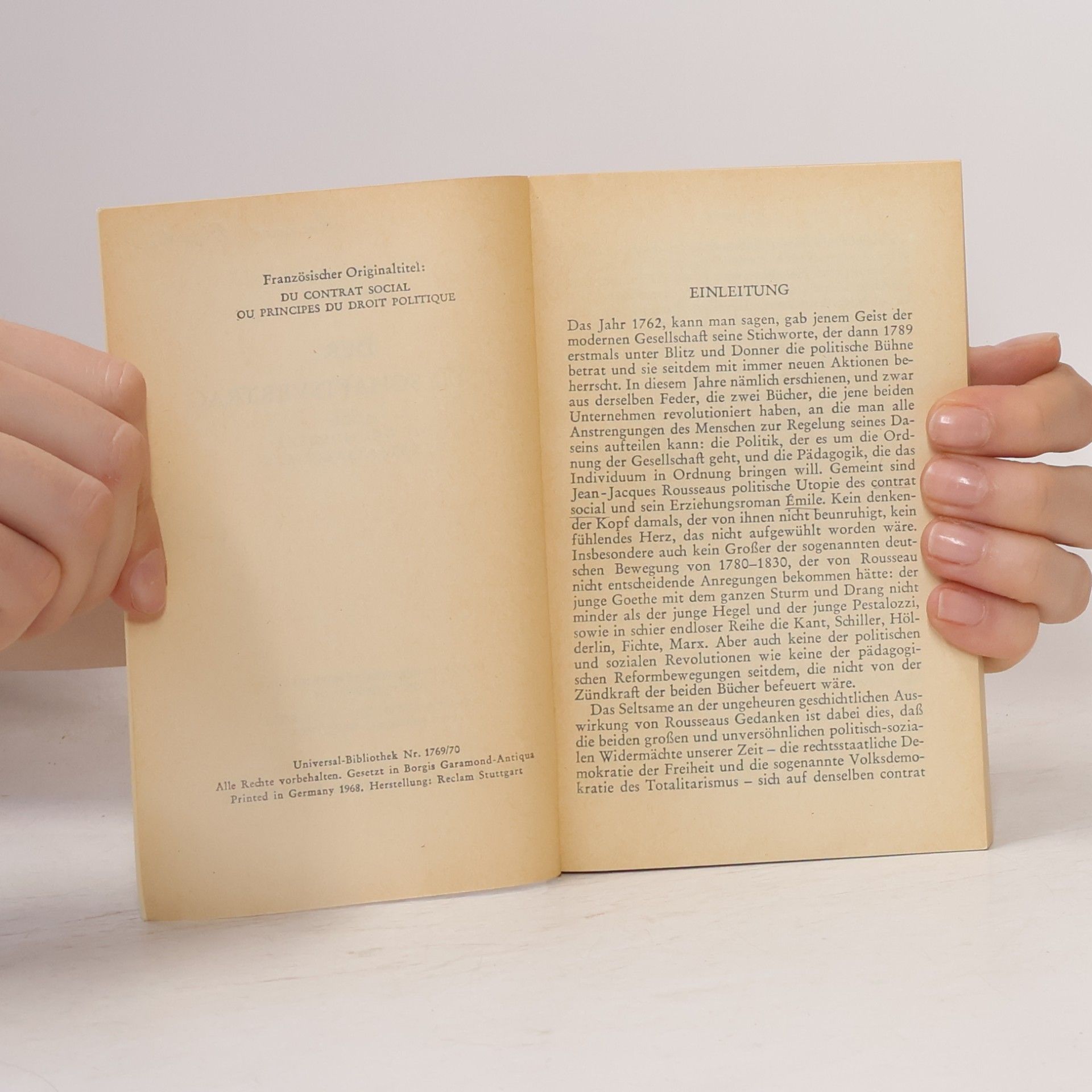 Jean-Jacques Rousseau Der Gesellschaftsvertrag