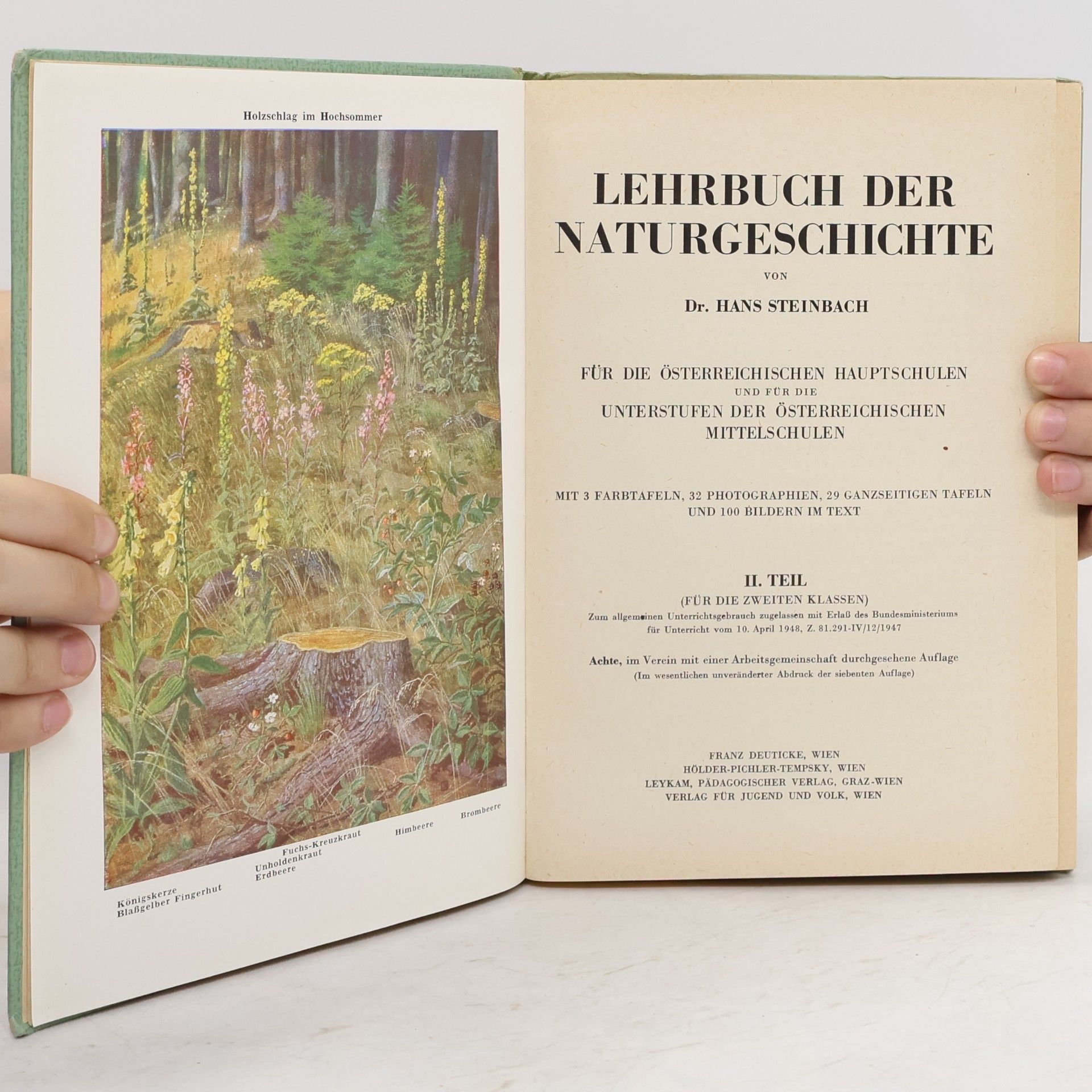 Hans Steinbach Lehrbuch der Naturgeschichte II.