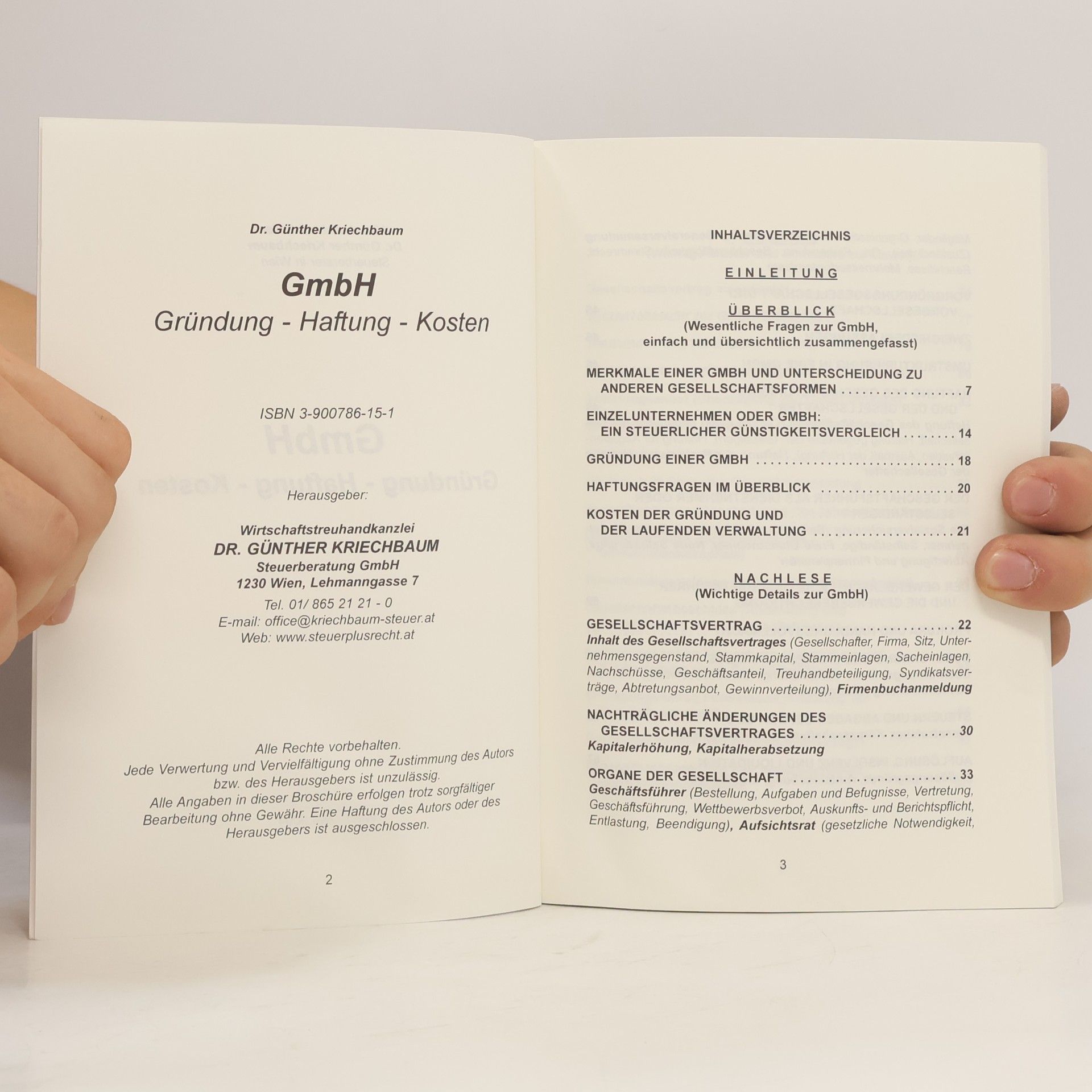 Günther Kriechbaum GmbH: Gründung – Haftung – Kosten