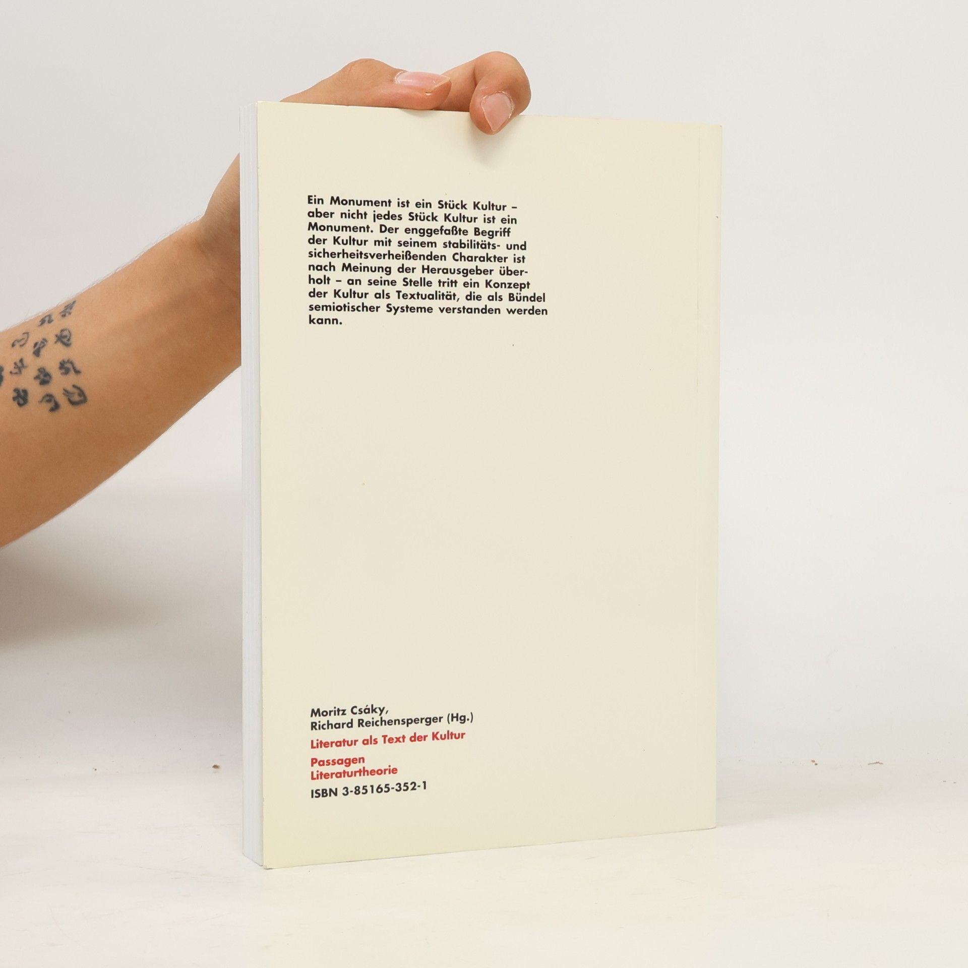 Moritz Csáky Passagen Literaturtheorie: Literatur als Text der Kultur