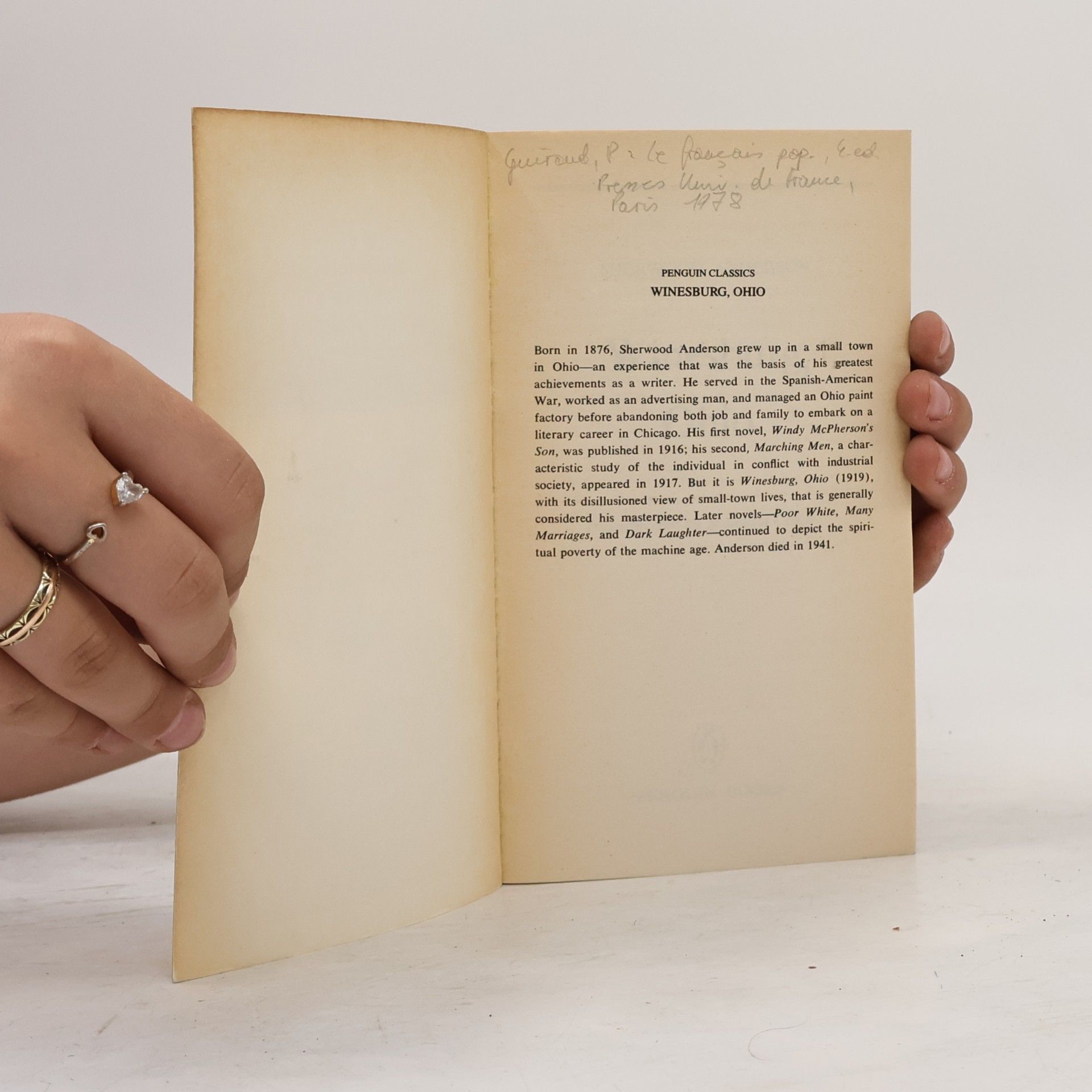 Sherwood Anderson Penguin Classics: Winesburg, Ohio