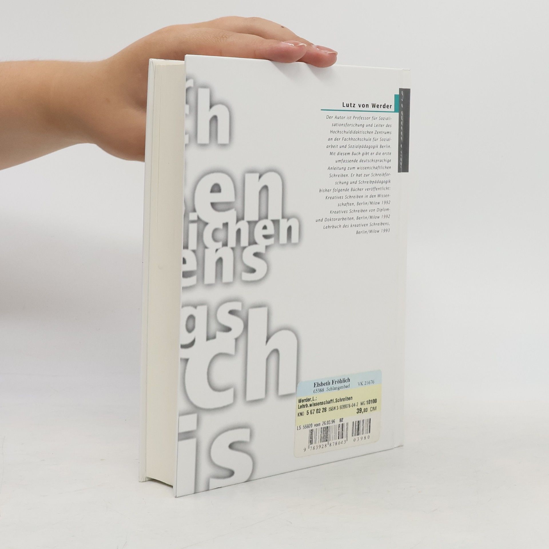 Lutz von Werder Lehrbuch des wissenschaftlichen Schreibens