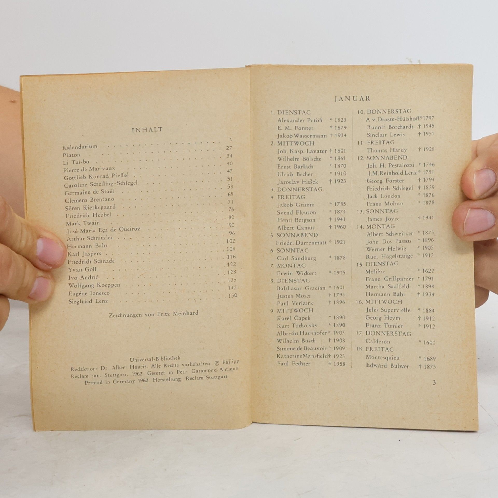 Autorenkollektiv Reclam Literatur - Kalender 1963