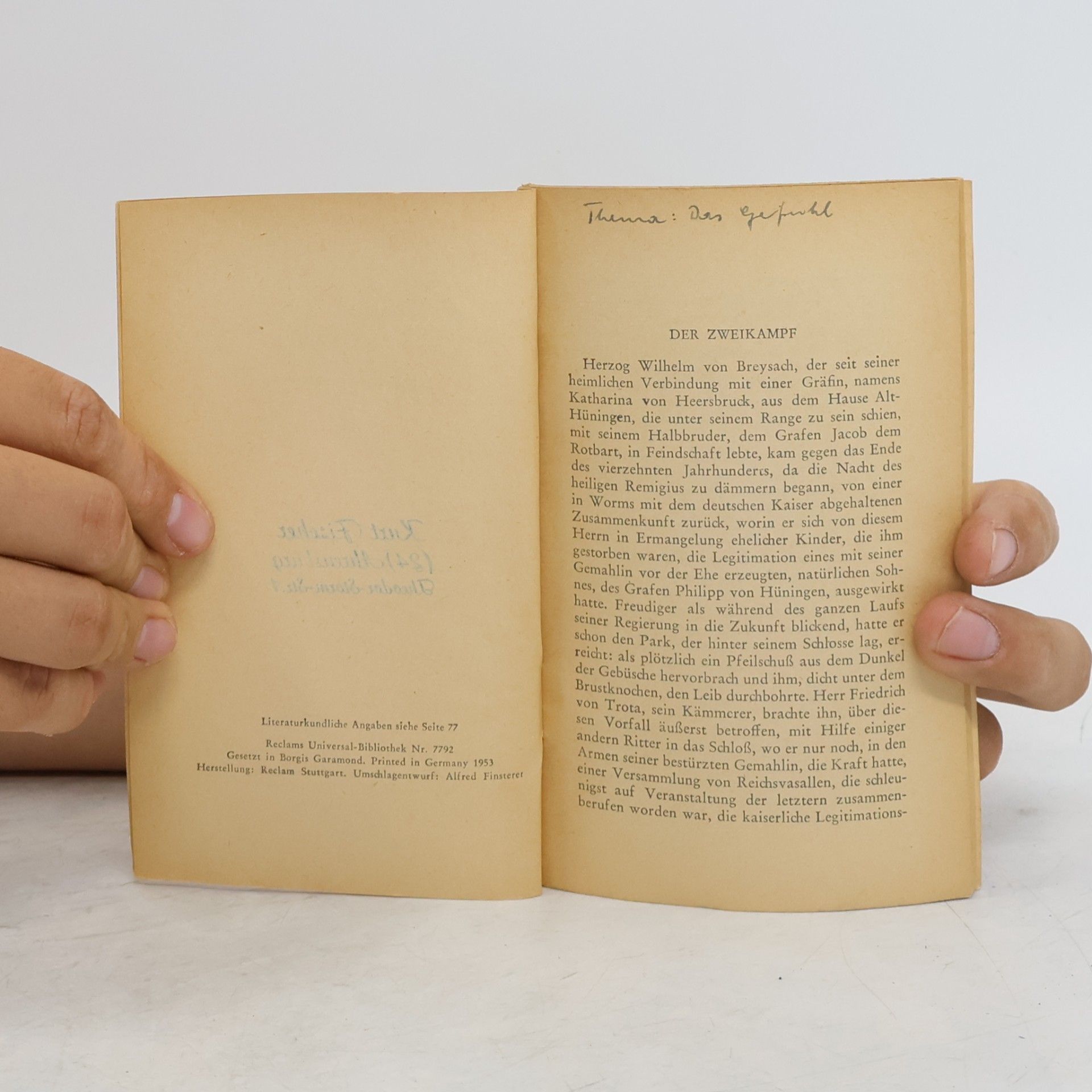 Heinrich von Kleist Der Zweikampf. Der Findling