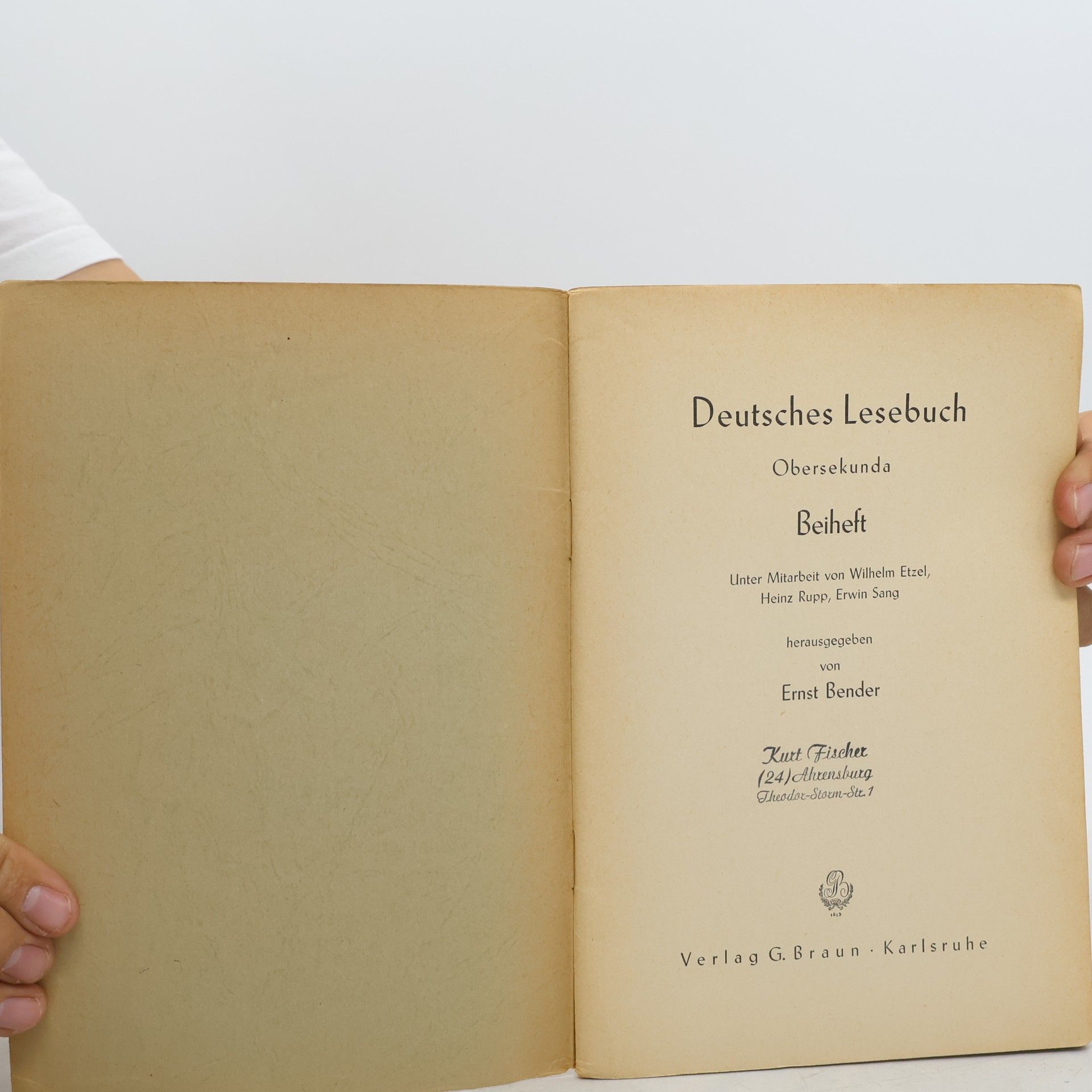Ernst Bender Deutsches Lesebuch 6. Beiheft