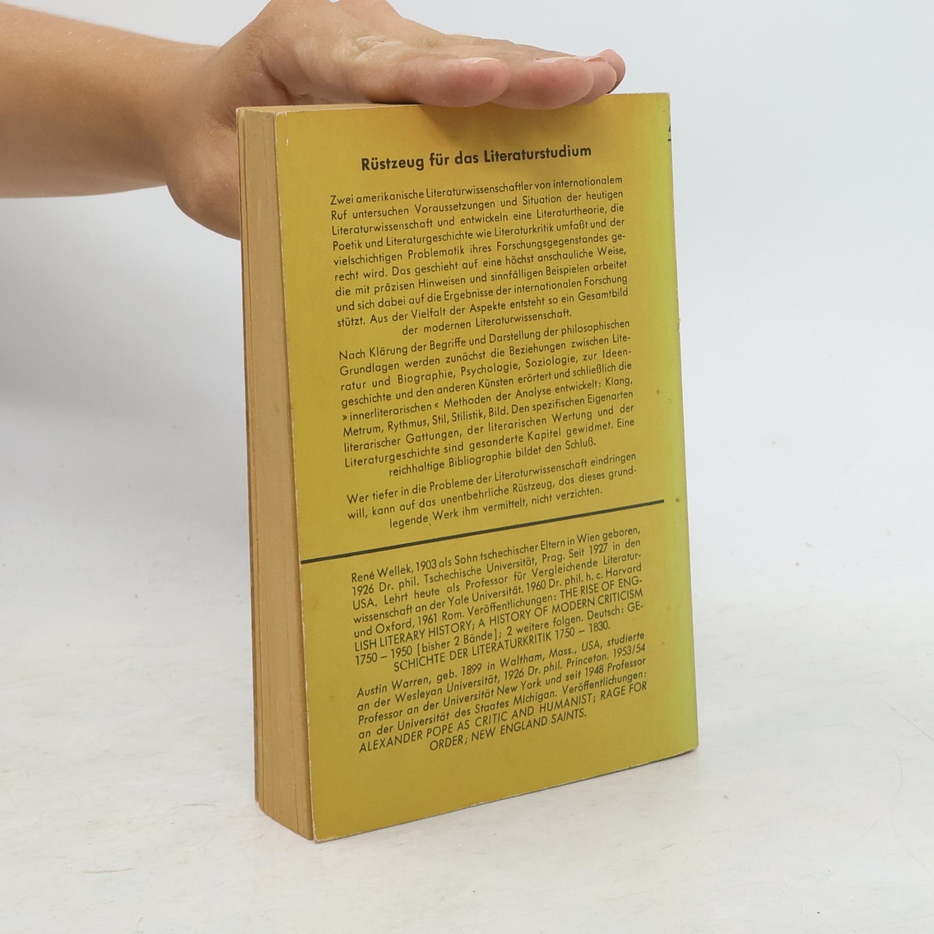 René Wellek Theorie der Literatur