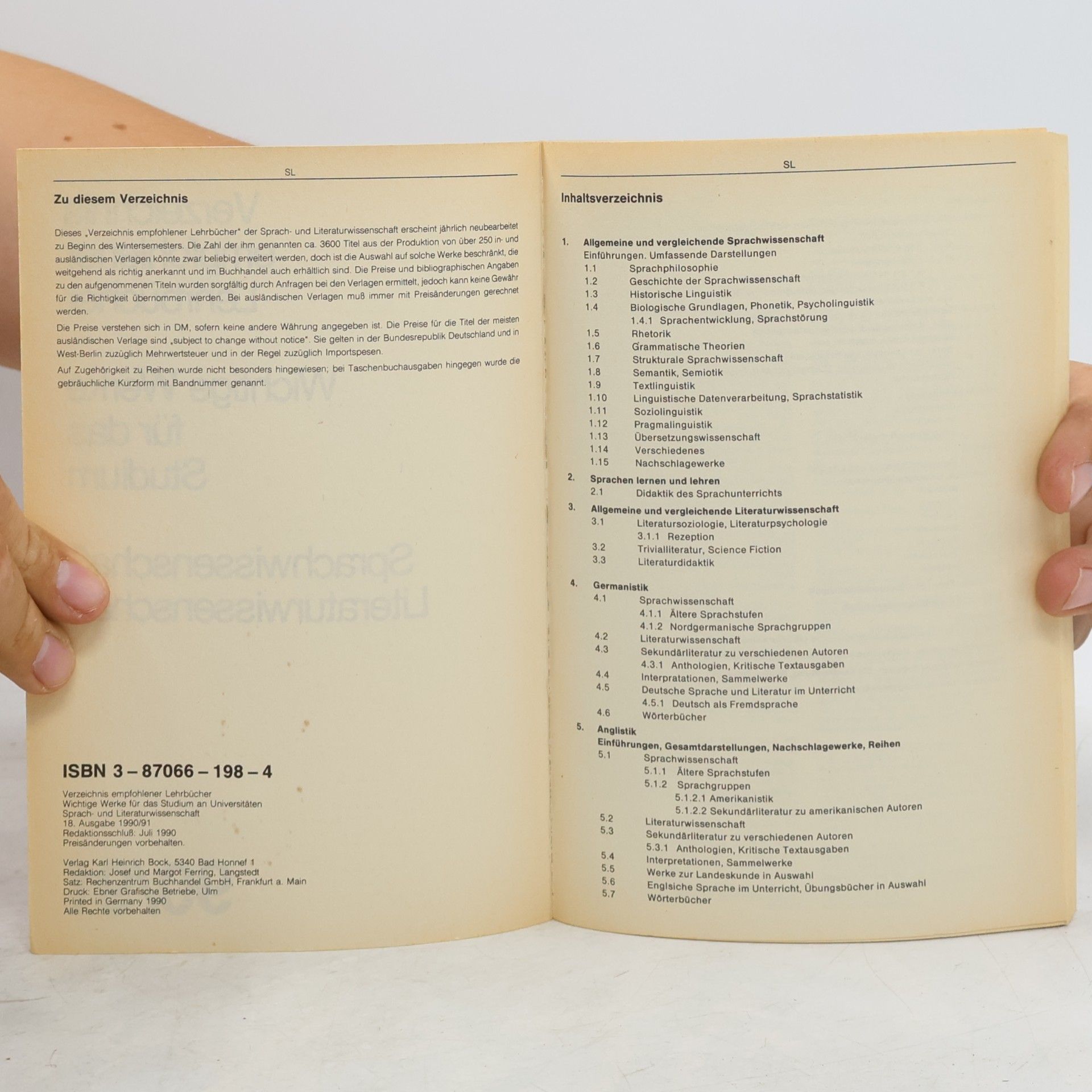 Josef Ferring Verzeichnis empfohlener Lehrbücher 90/91