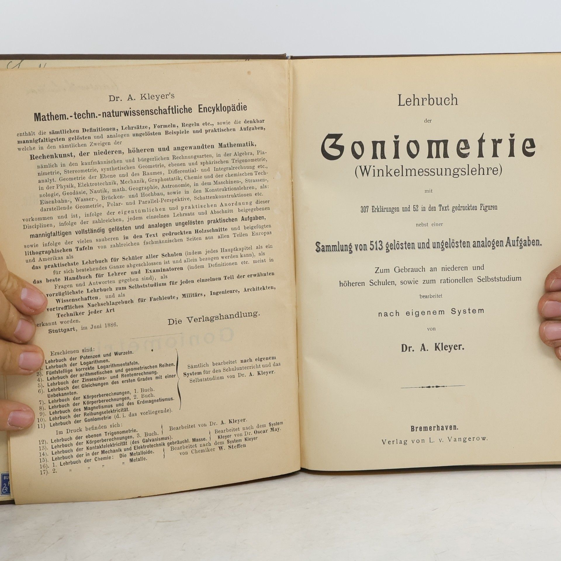 Adolph Kleyer Lehrbuch der Goniometrie (Winkelmessungslehre)