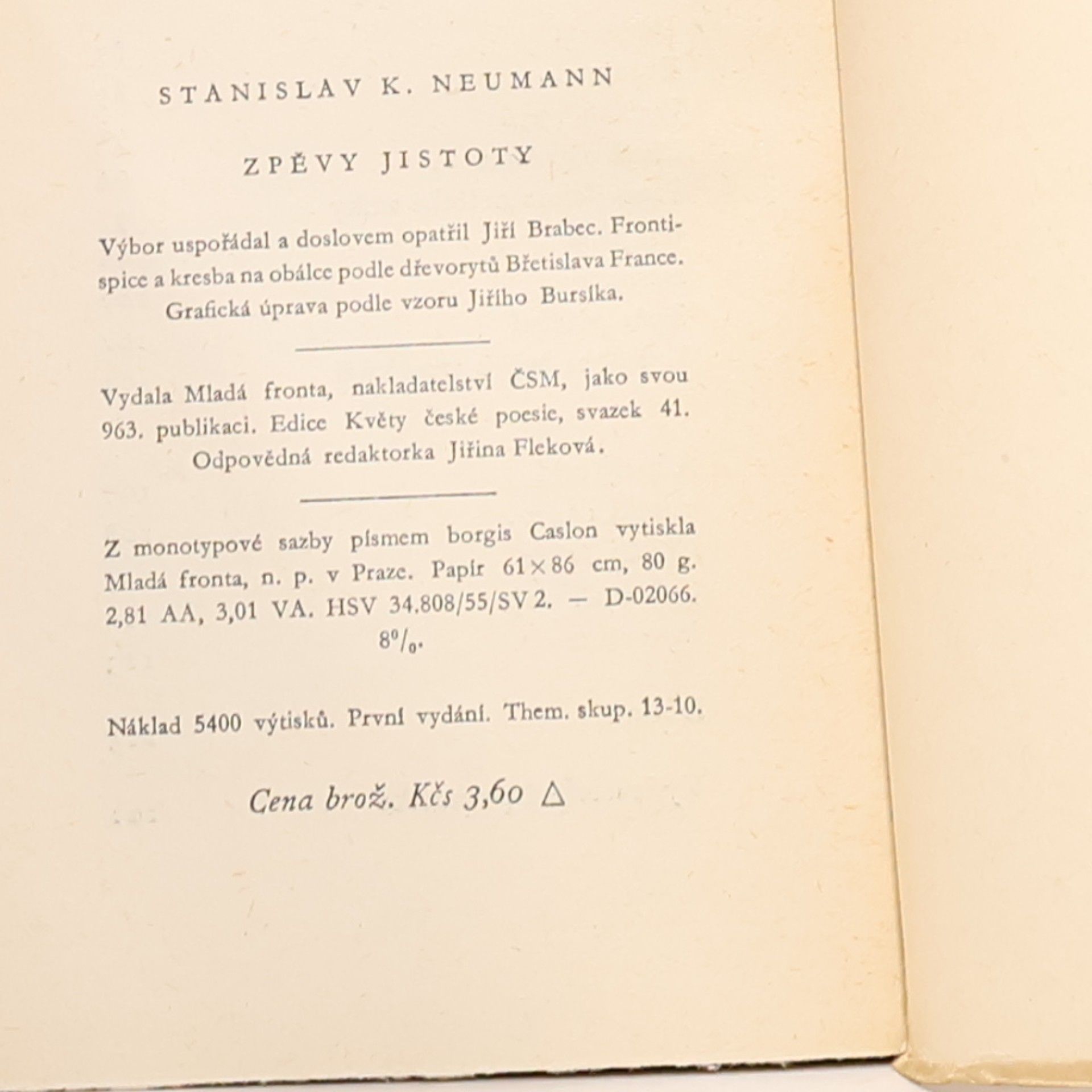 Stanislav Kostka Neumann Zpěvy jistoty