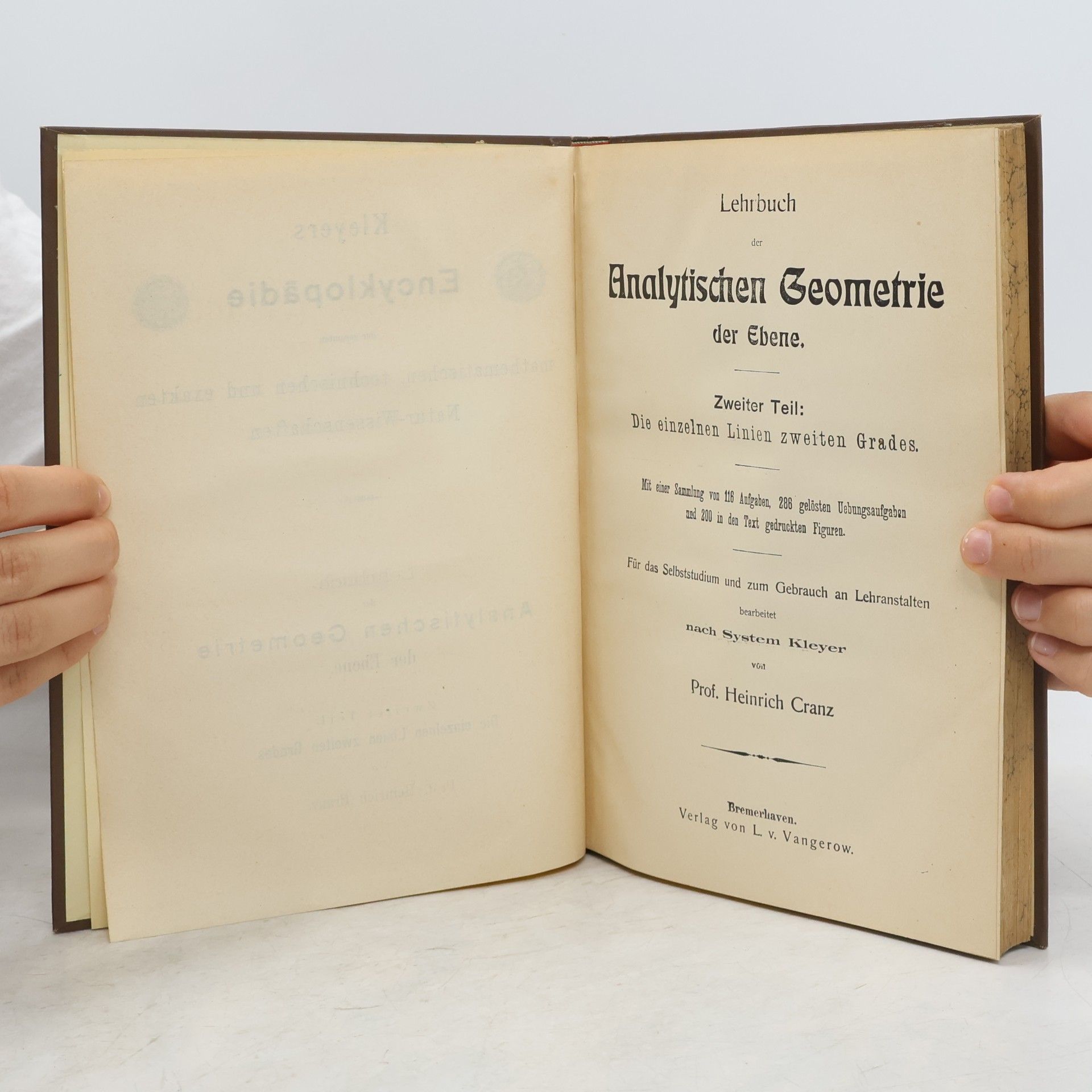 Heinrich Cranz Lehrbuch der Analytischen Geometrie der Ebene II.