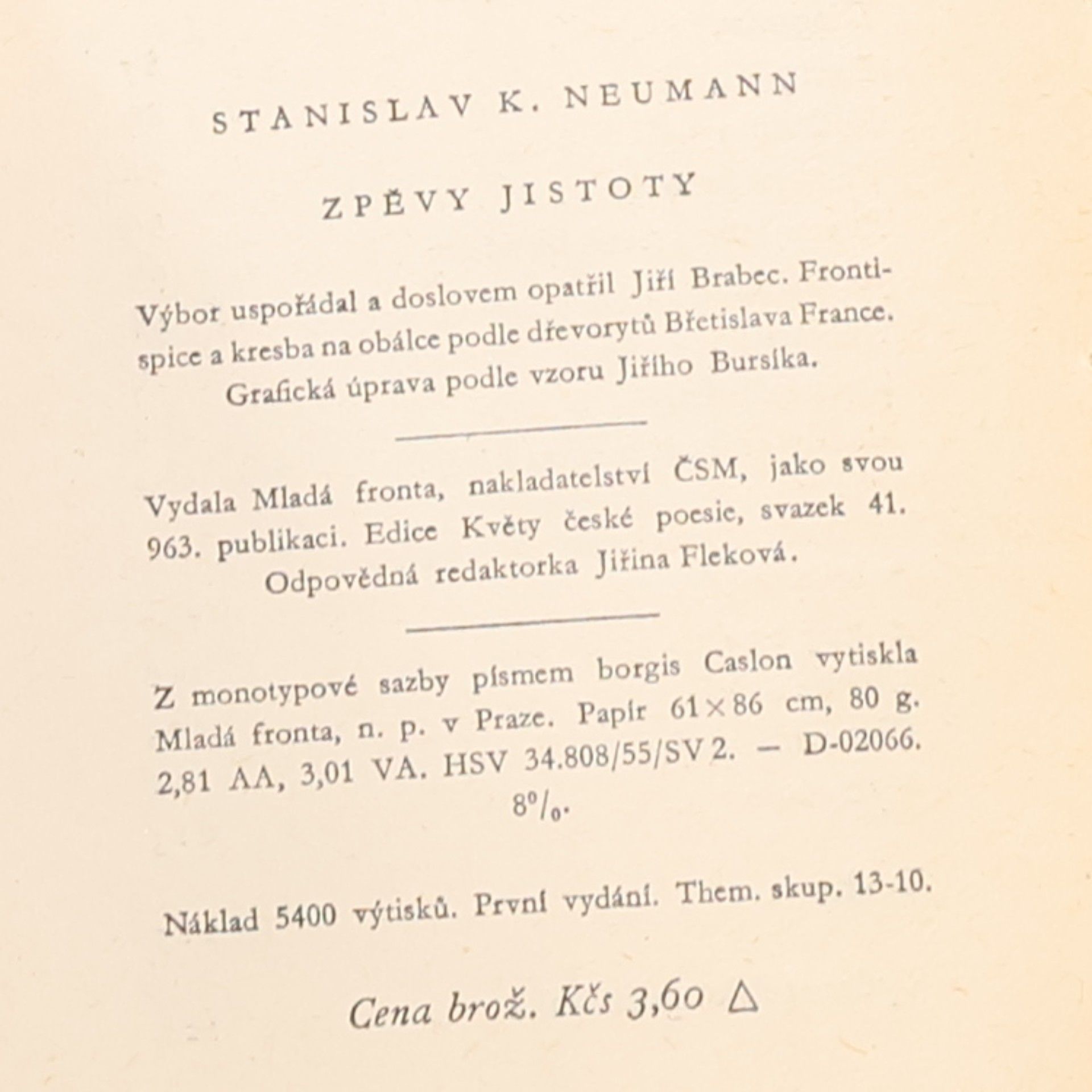 Stanislav Kostka Neumann Zpěvy jistoty