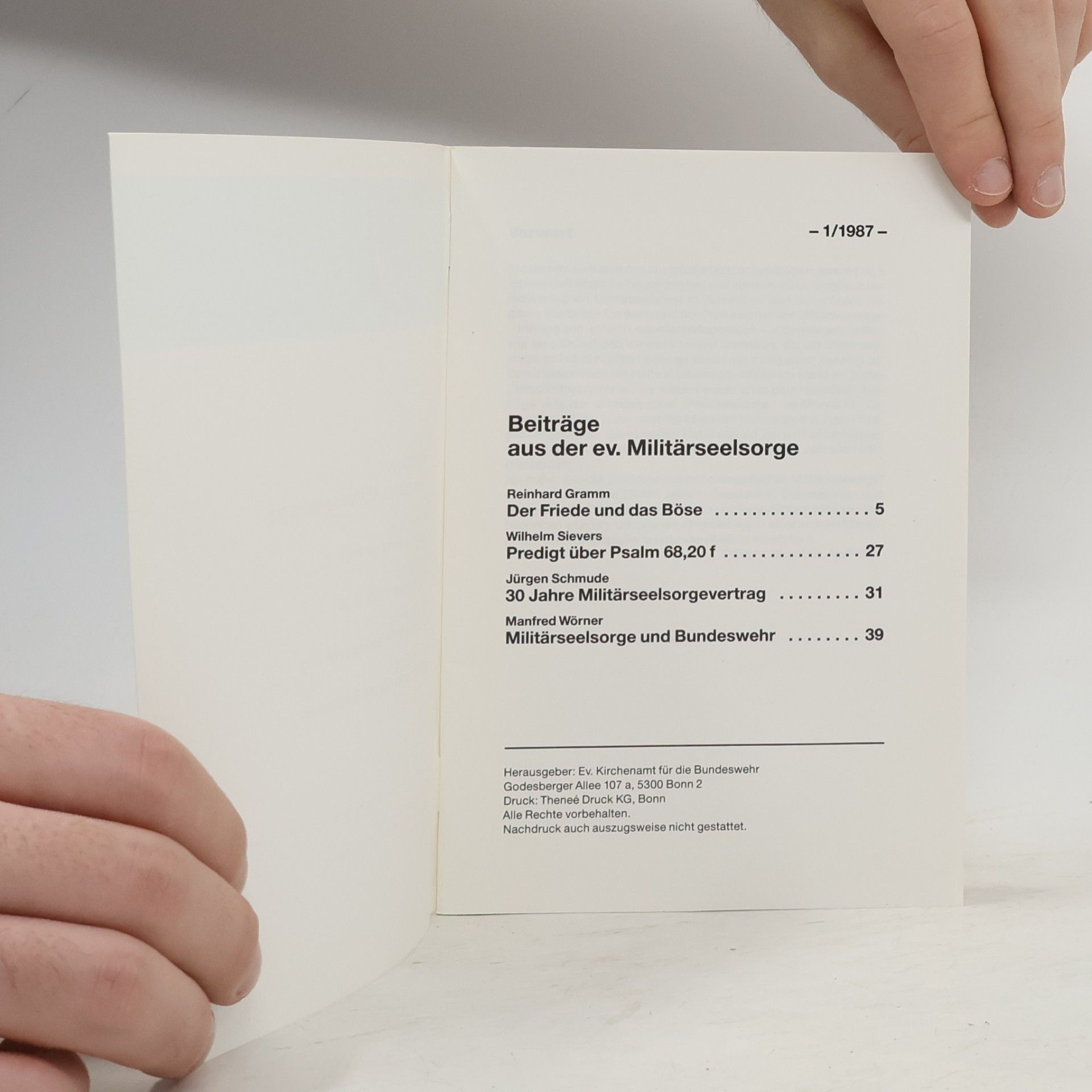 kolektiv Beiträge aus der ev. Militärseelsorge 1/1987