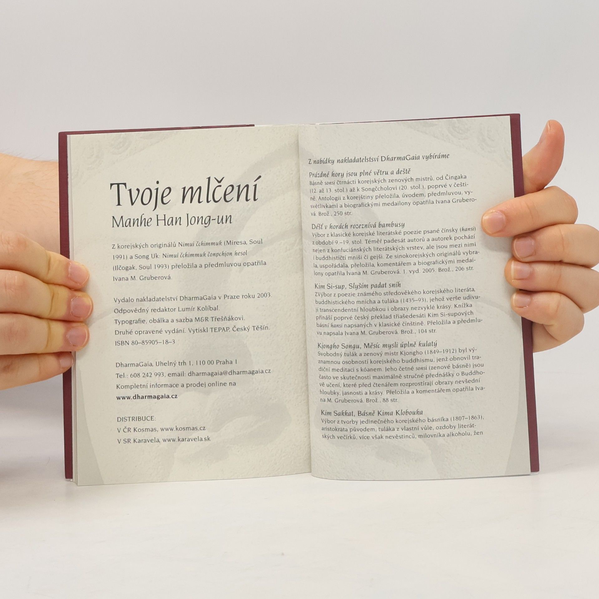 Han Jongun Tvoje mlčení. Výbor z milostné poezie korejského buddhistického mnicha