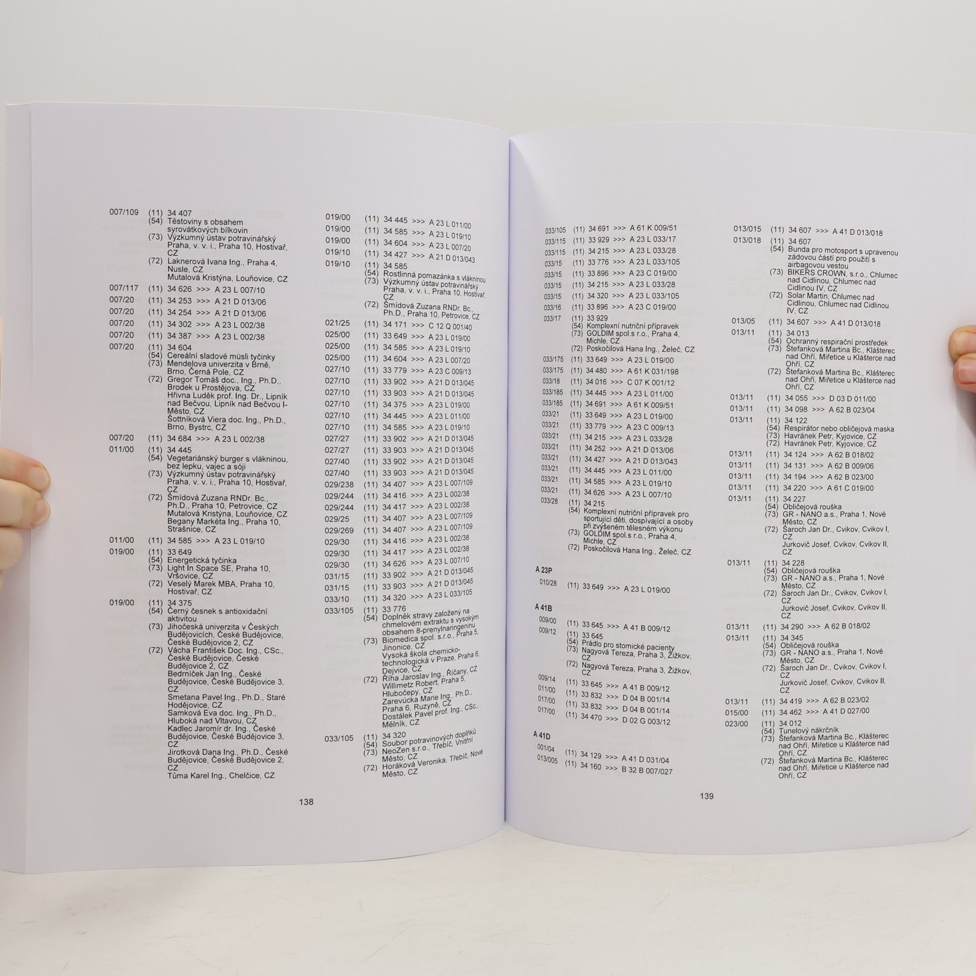 Kolektiv autorů Seznam Českých udělených patentů a zapsaných užitných vzorů 2020 / List of Czech granted patents and registered utility models 2020