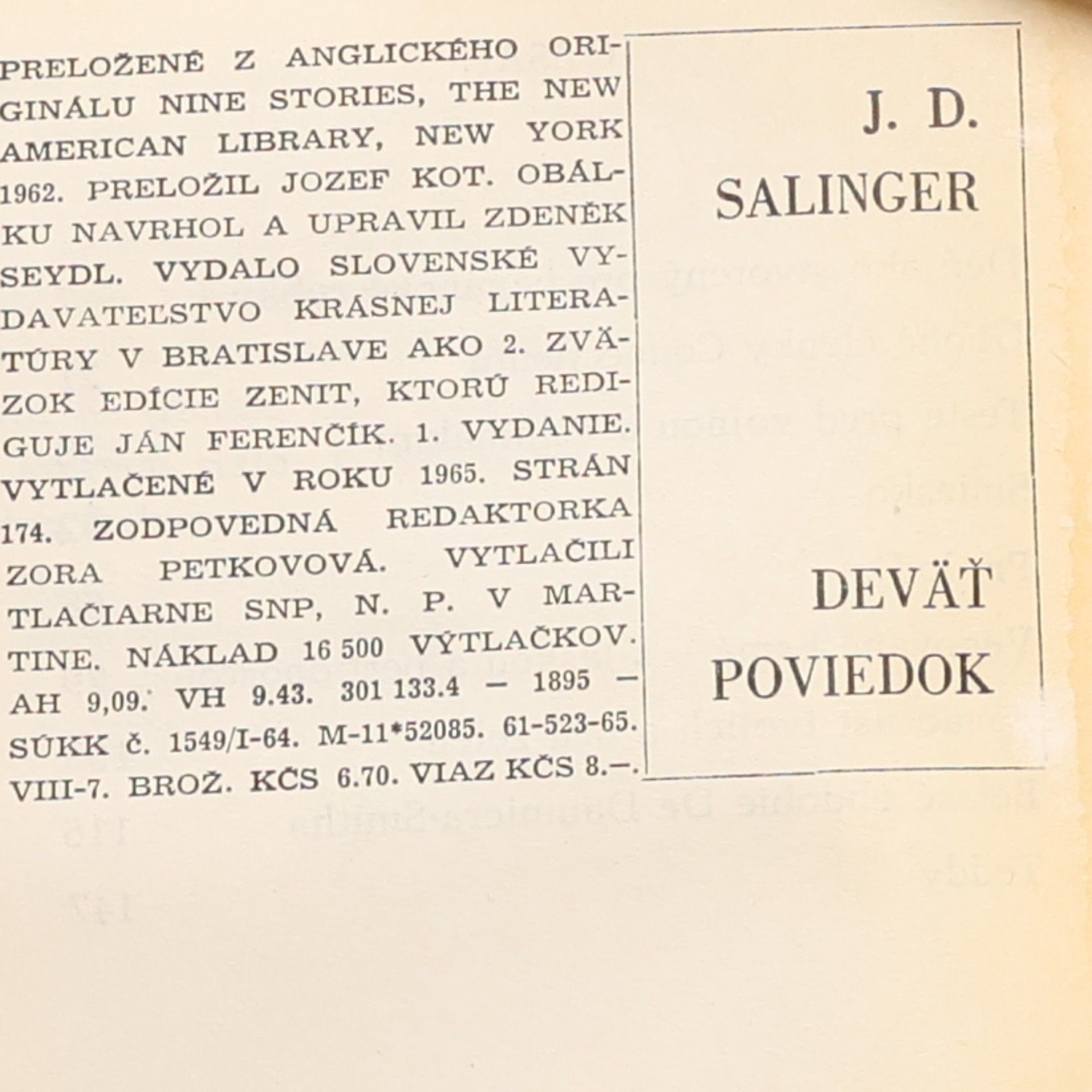 J. D. Salinger Deväť poviedok