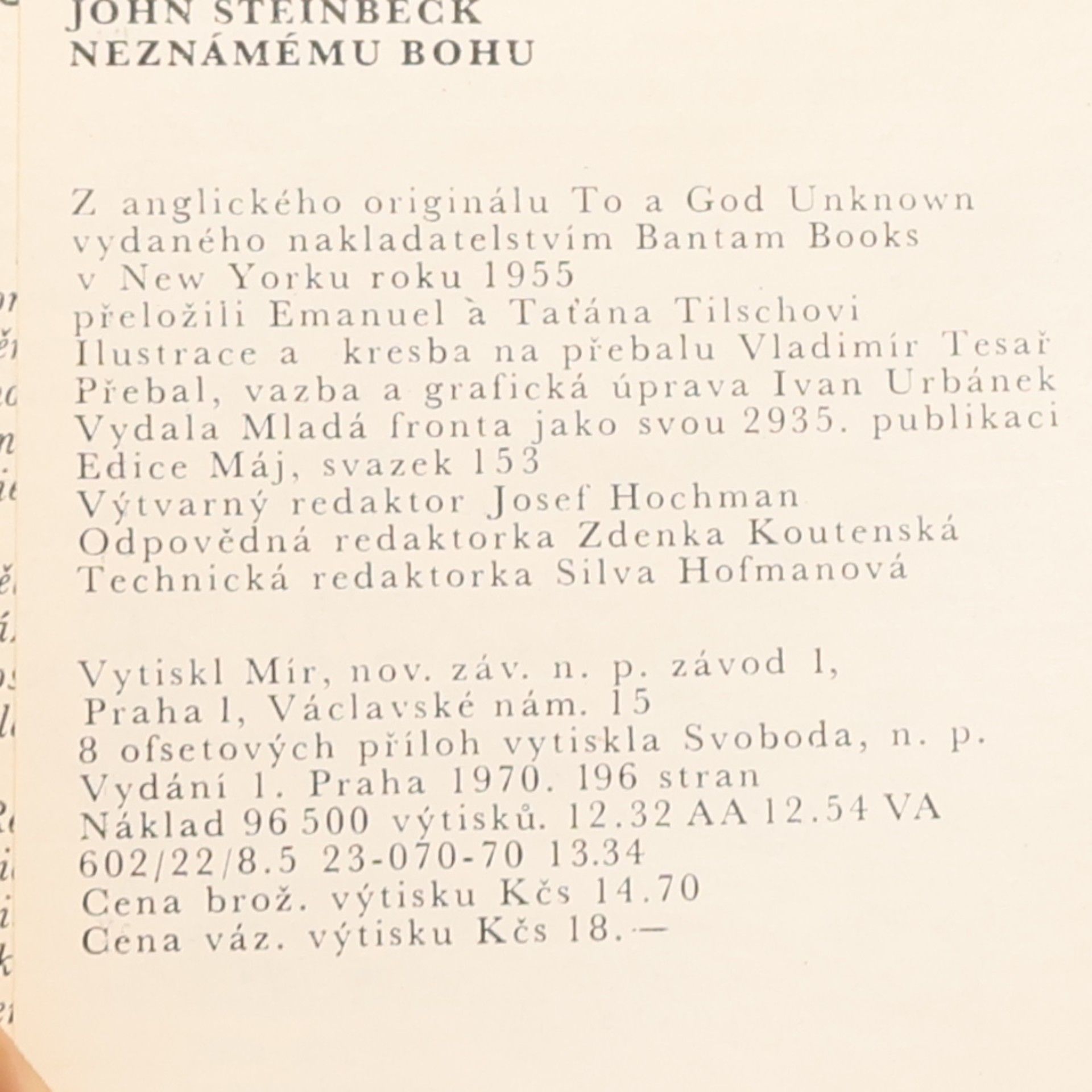 John Steinbeck Neznámému bohu