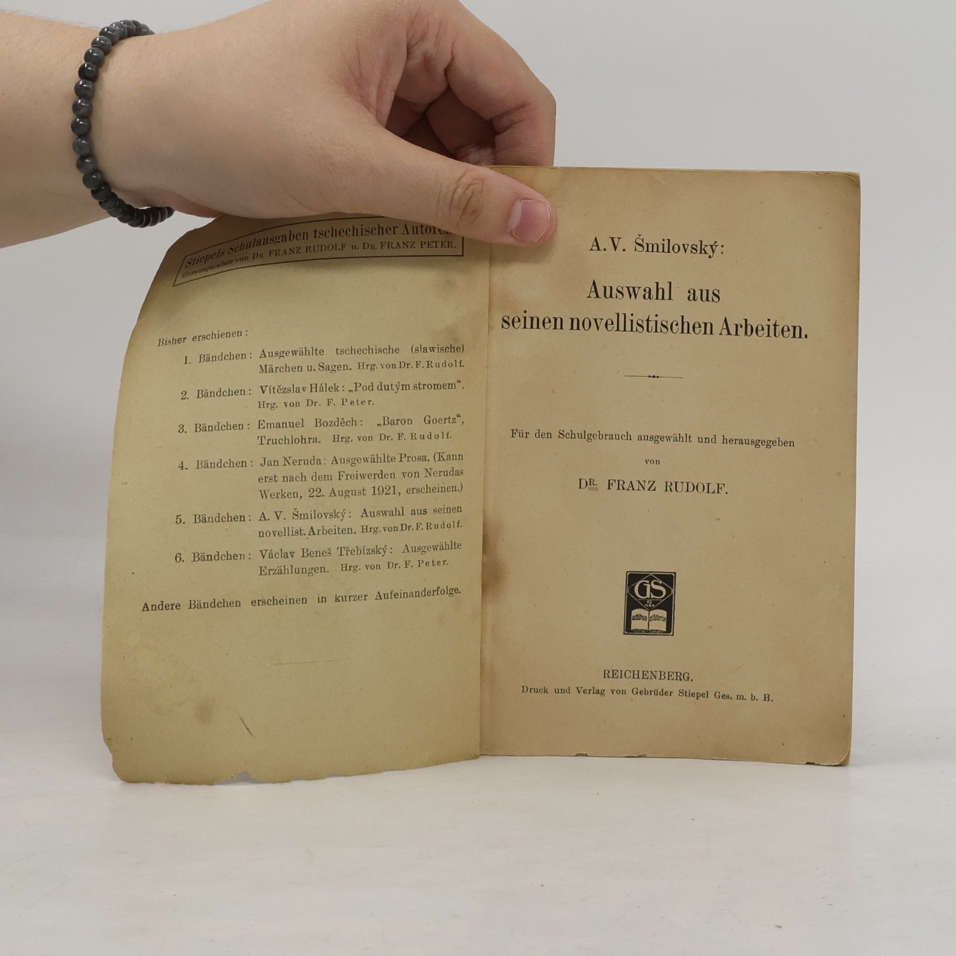 Alois Vojtěch Šmilovský Auswahl aus seinen novellistischen Arbeiten