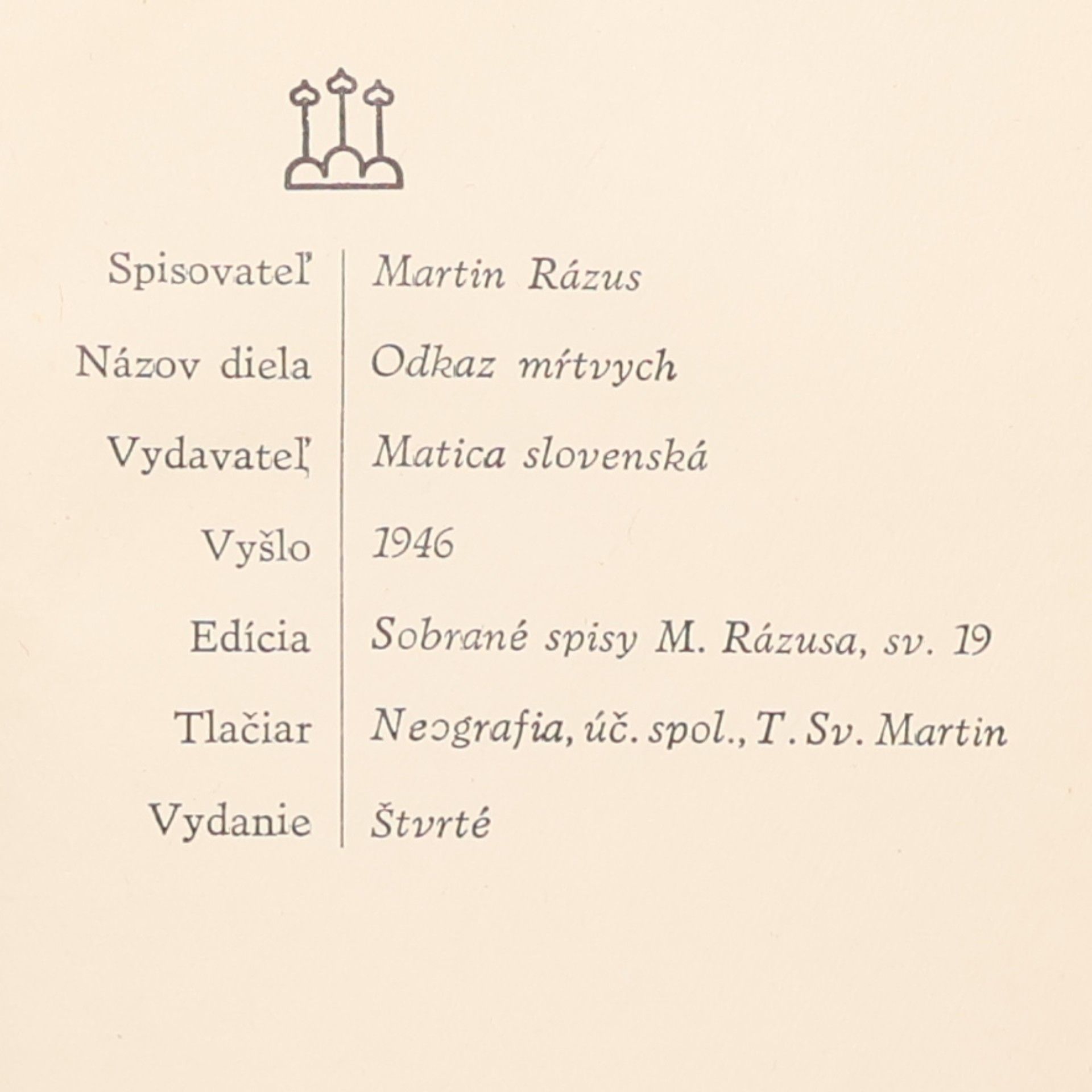 Martin Rázus Odkaz mŕtvych