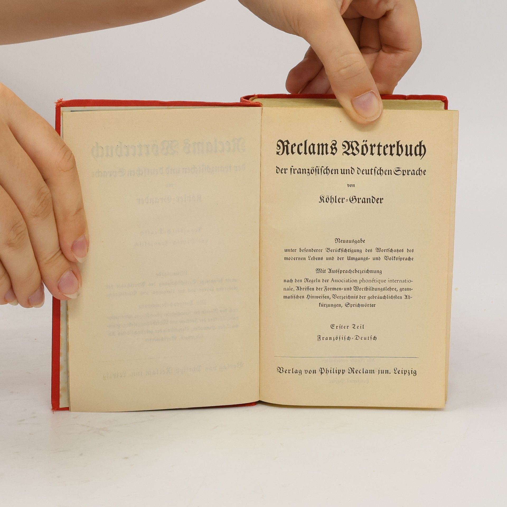 Friedrich Kohler Reclams französisches Wörterbuch