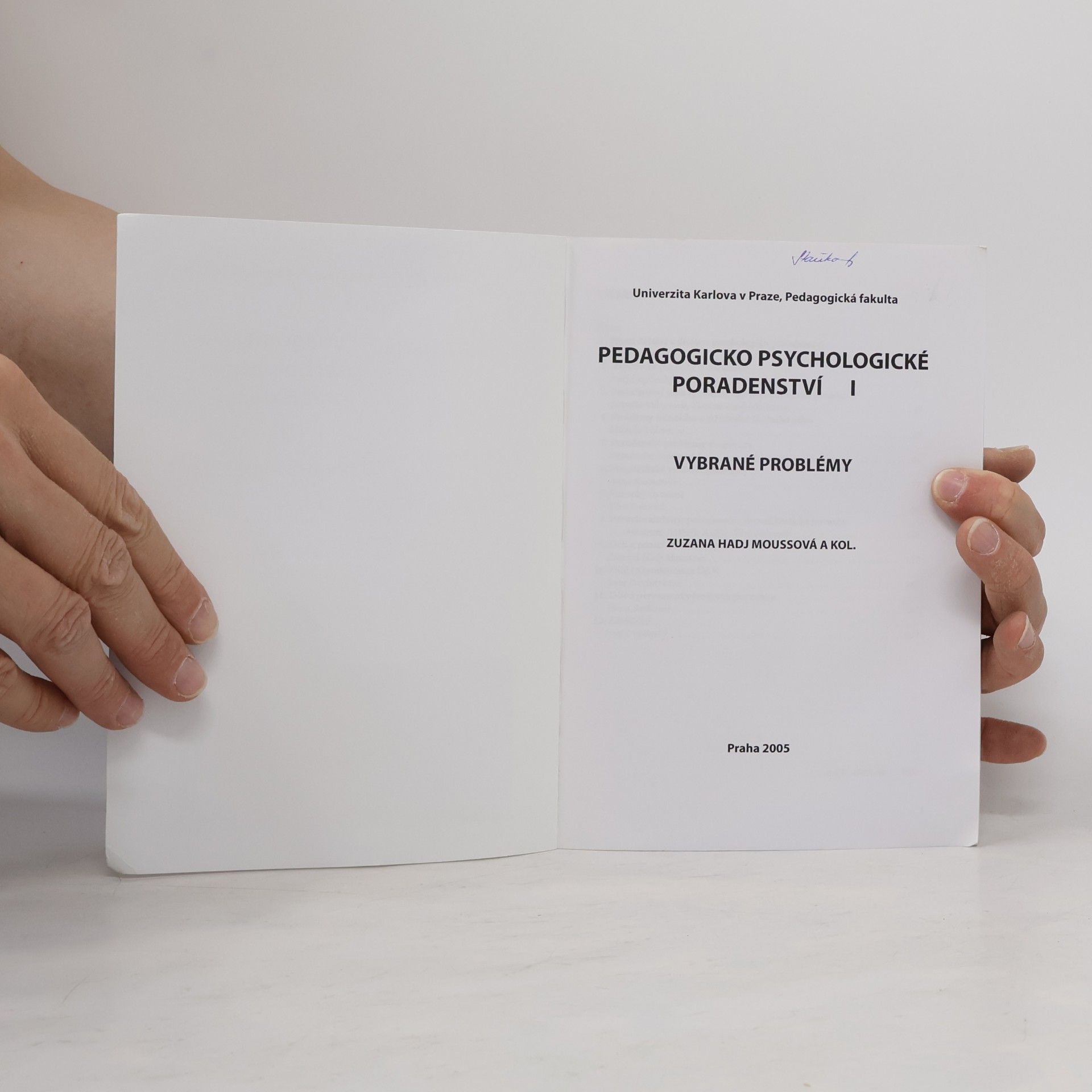 Zuzana Hadj-Moussová Pedagogicko-psychologické poradenství 1