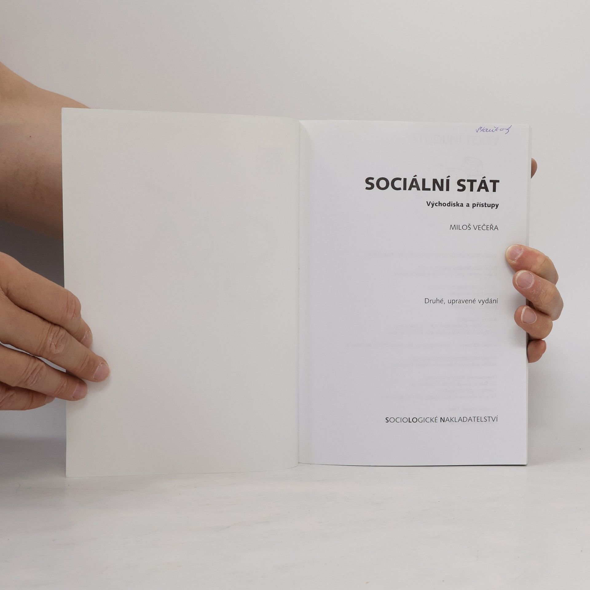 Miloš Večeřa Sociální stát. Východiska a přístupy