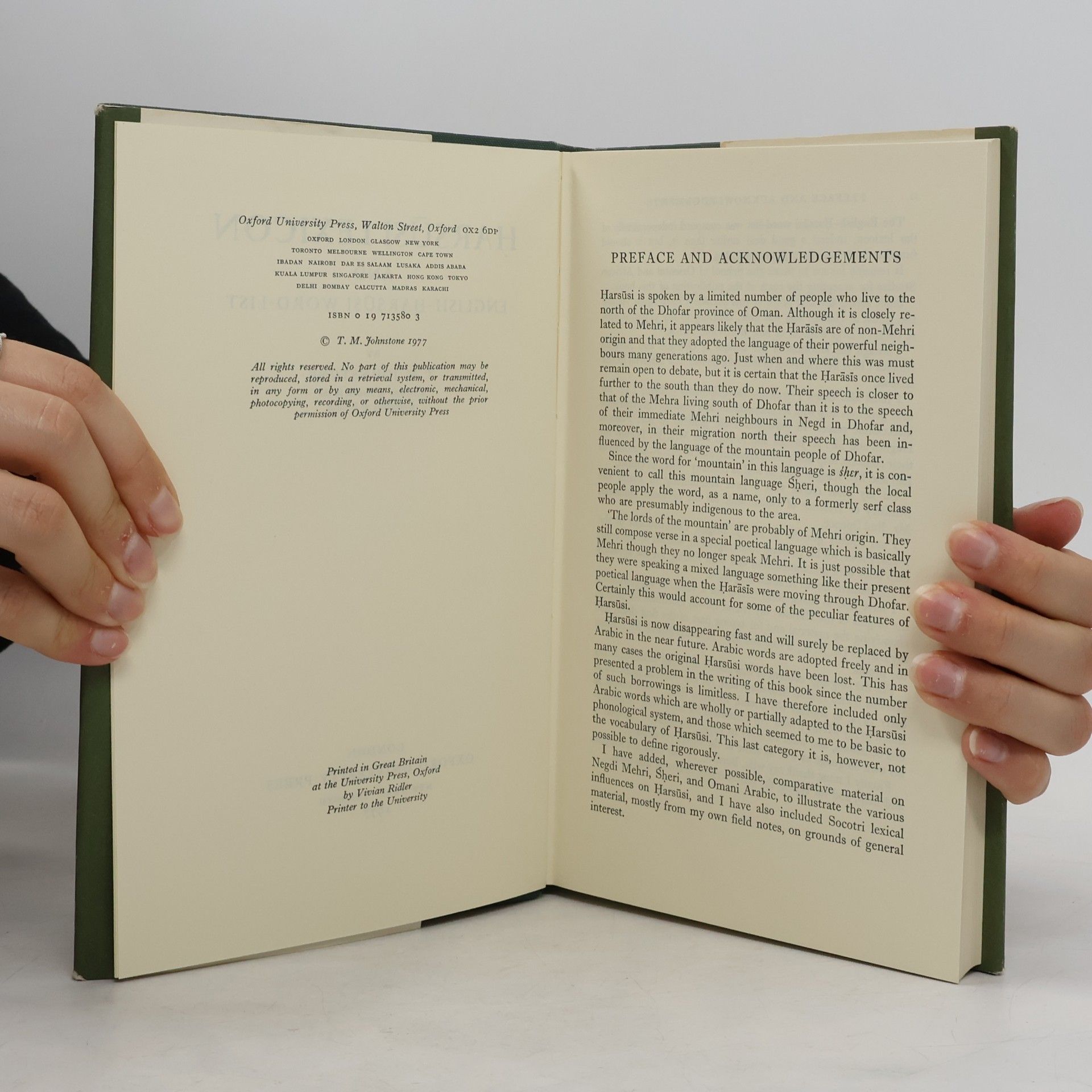 Thomas M. Johnstone Harsusi Lexicon and English-Harsusi Word-List