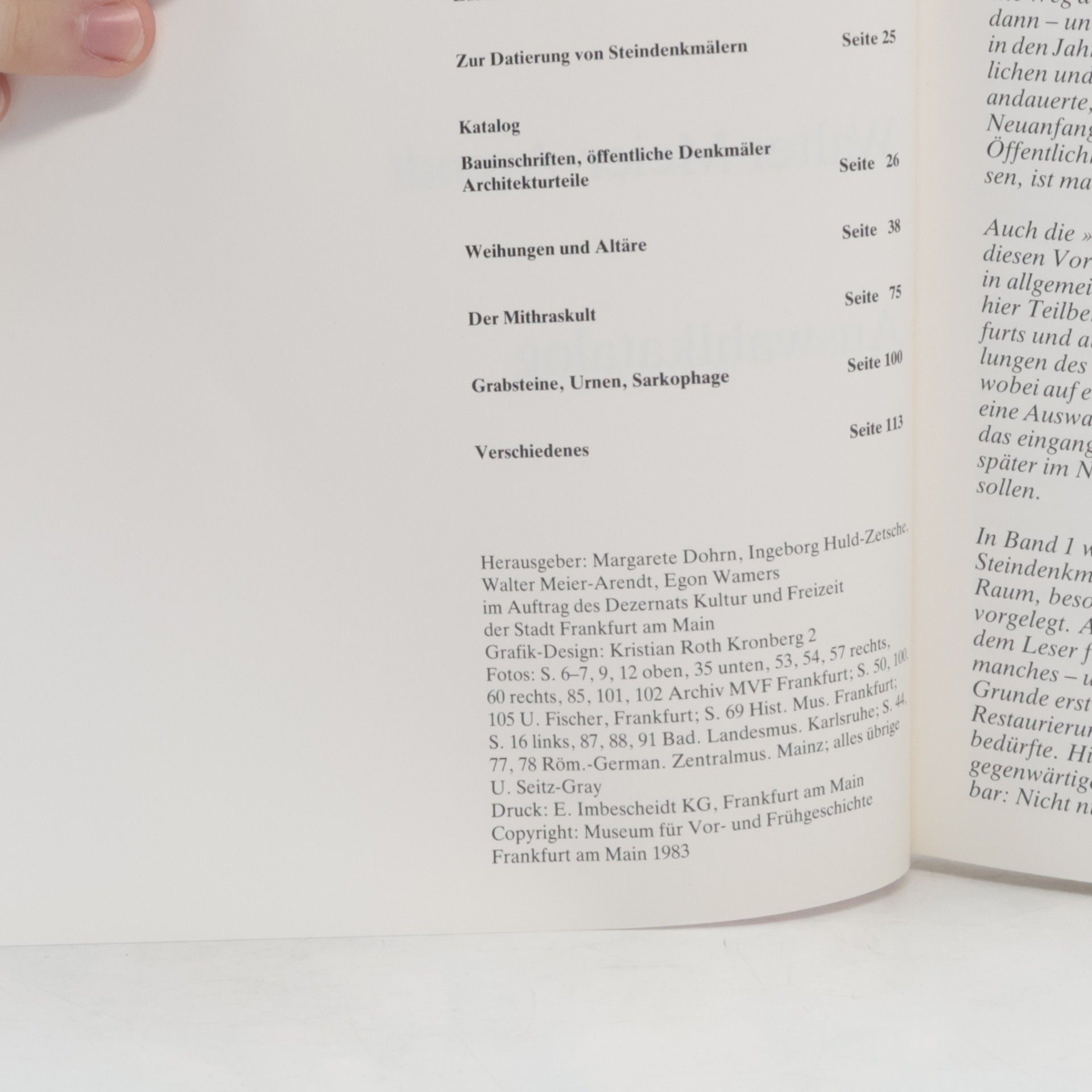 Walter Meier-Arendt Archäologische Reihe. Römische Steindenkmäler aus Frankfurt am Main 1