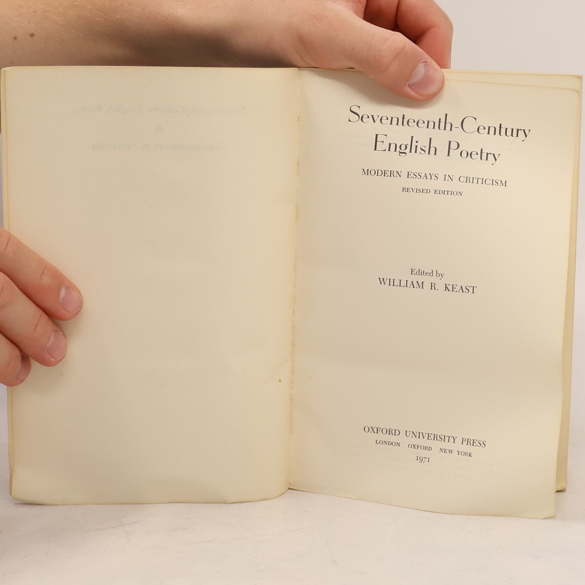 William R. Keast Seventeenth-Century English Poetry