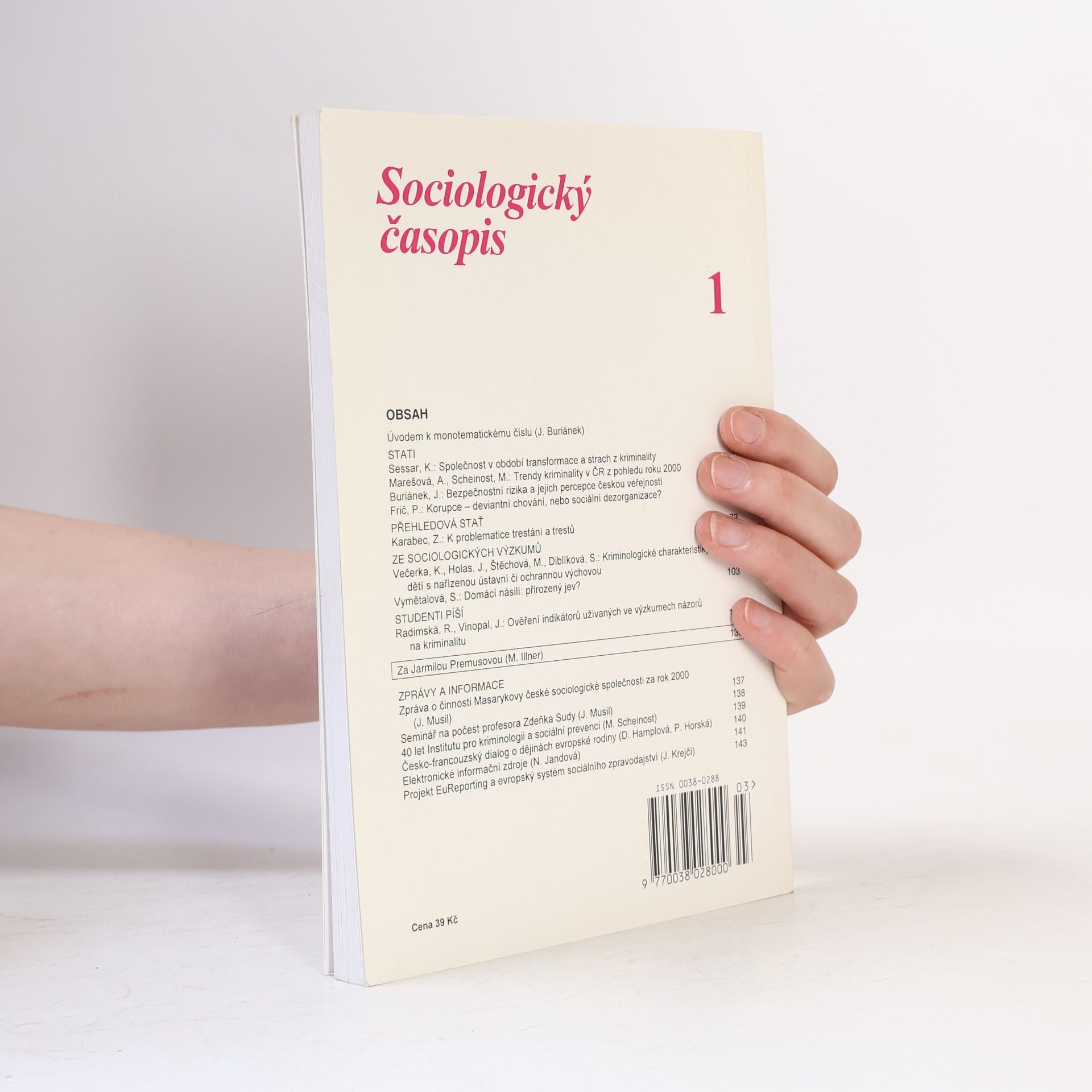 Various authors Sociologický časopis 1. Ročník 37