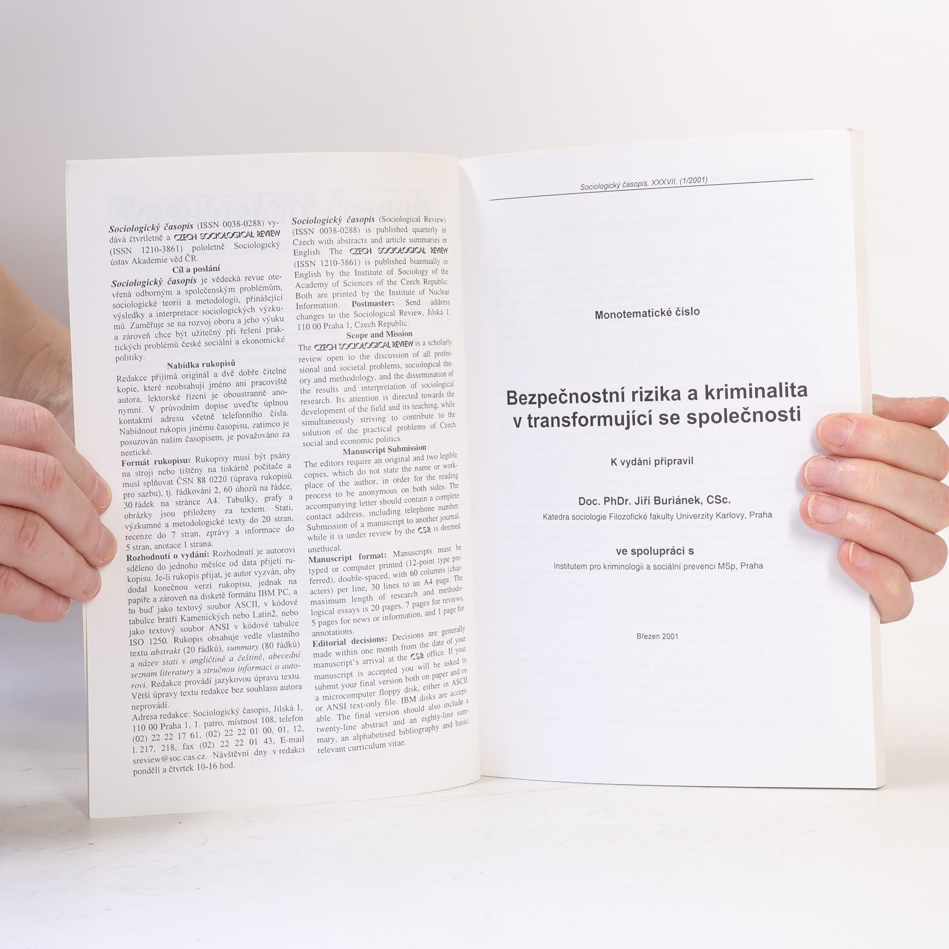 Various authors Sociologický časopis 1. Ročník 37