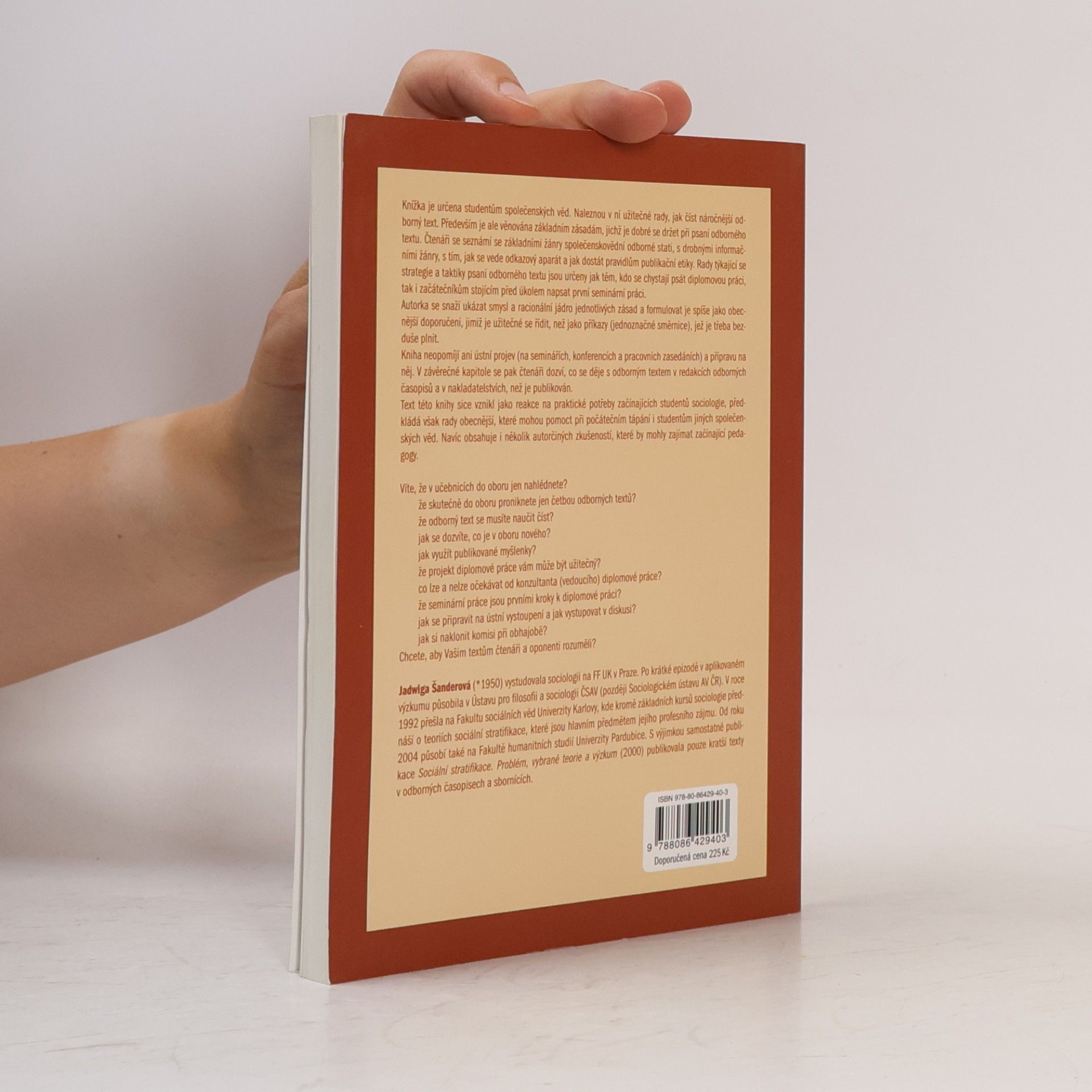 Jadwiga Šanderová Jak číst a psát odborný text ve společenských vědách. Několik zásad pro začátečníky