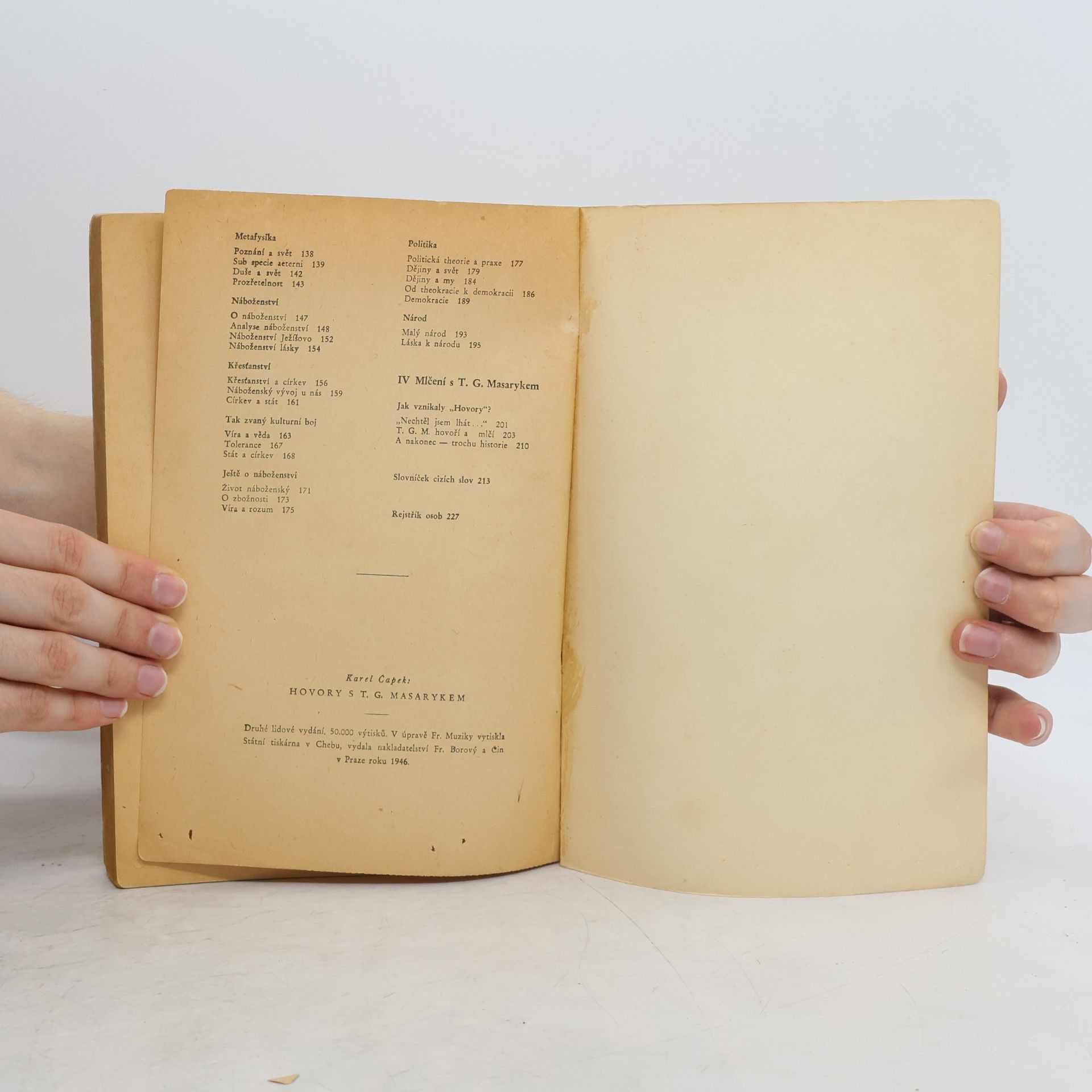 Karel Čapek Hovory s T. G. Masarykem