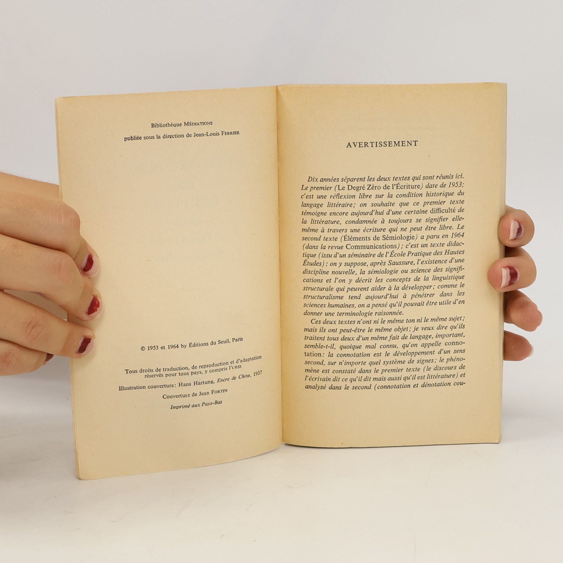Roland Barthes Le Degré zéro de l'écriture
