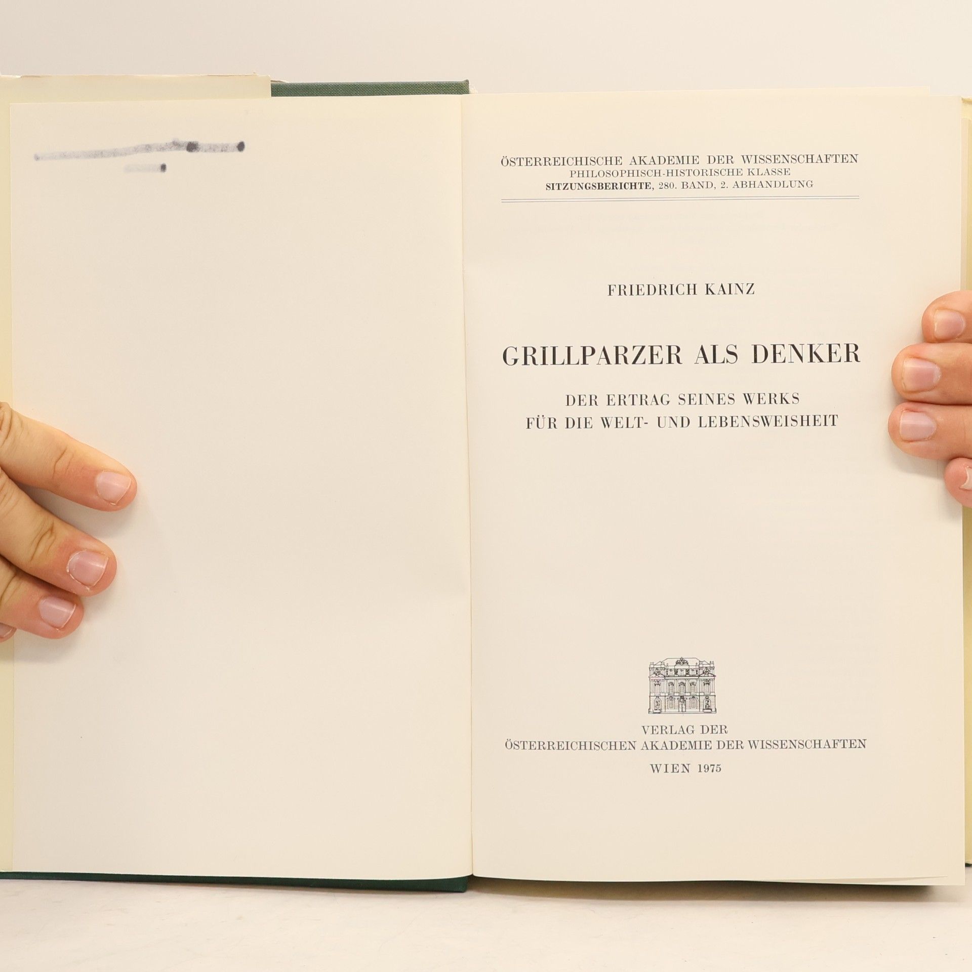 Friedrich Kainz Grillparzer als Denkerv