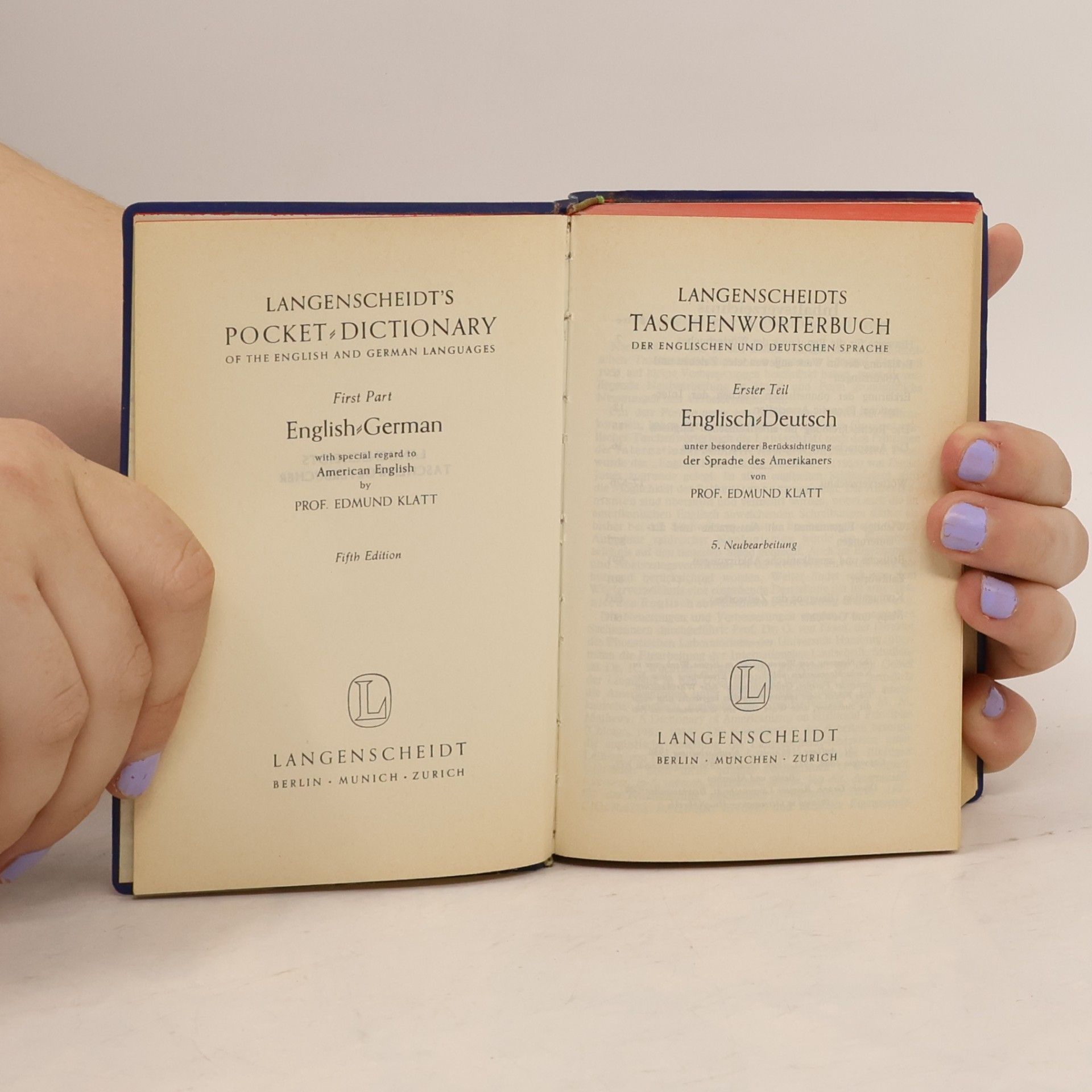 Edmunt Klatt Langenscheidts Taschenwörterbuch der englischen und deutschen Sprache. Langenscheidt's Pocket Dictionary of the English and German Languages
