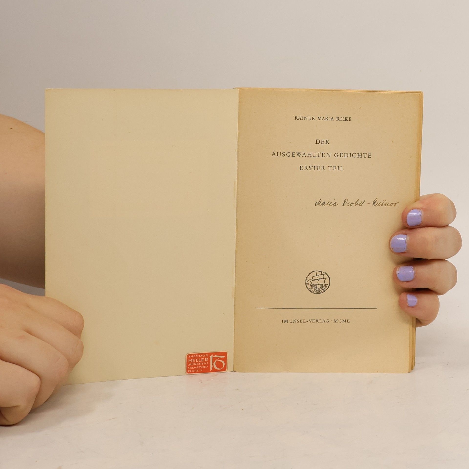 Rainer Maria Rilke Der ausgewählten Gedichte erster Teil