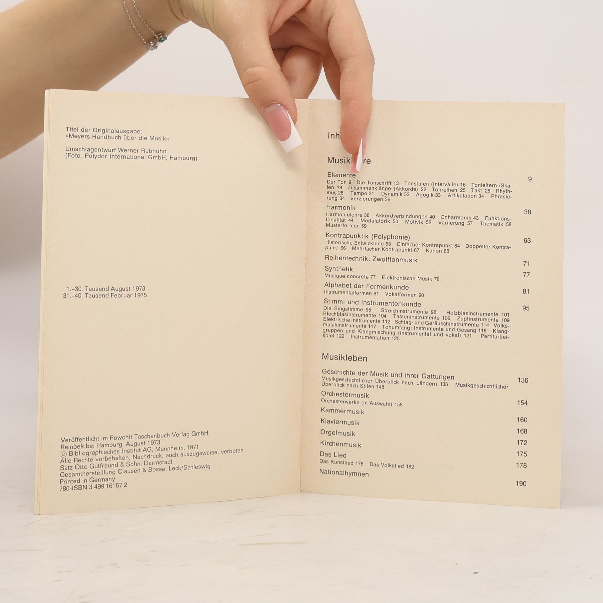 Heinrich Lindlar Rororo Musikhandbuch. Band 1