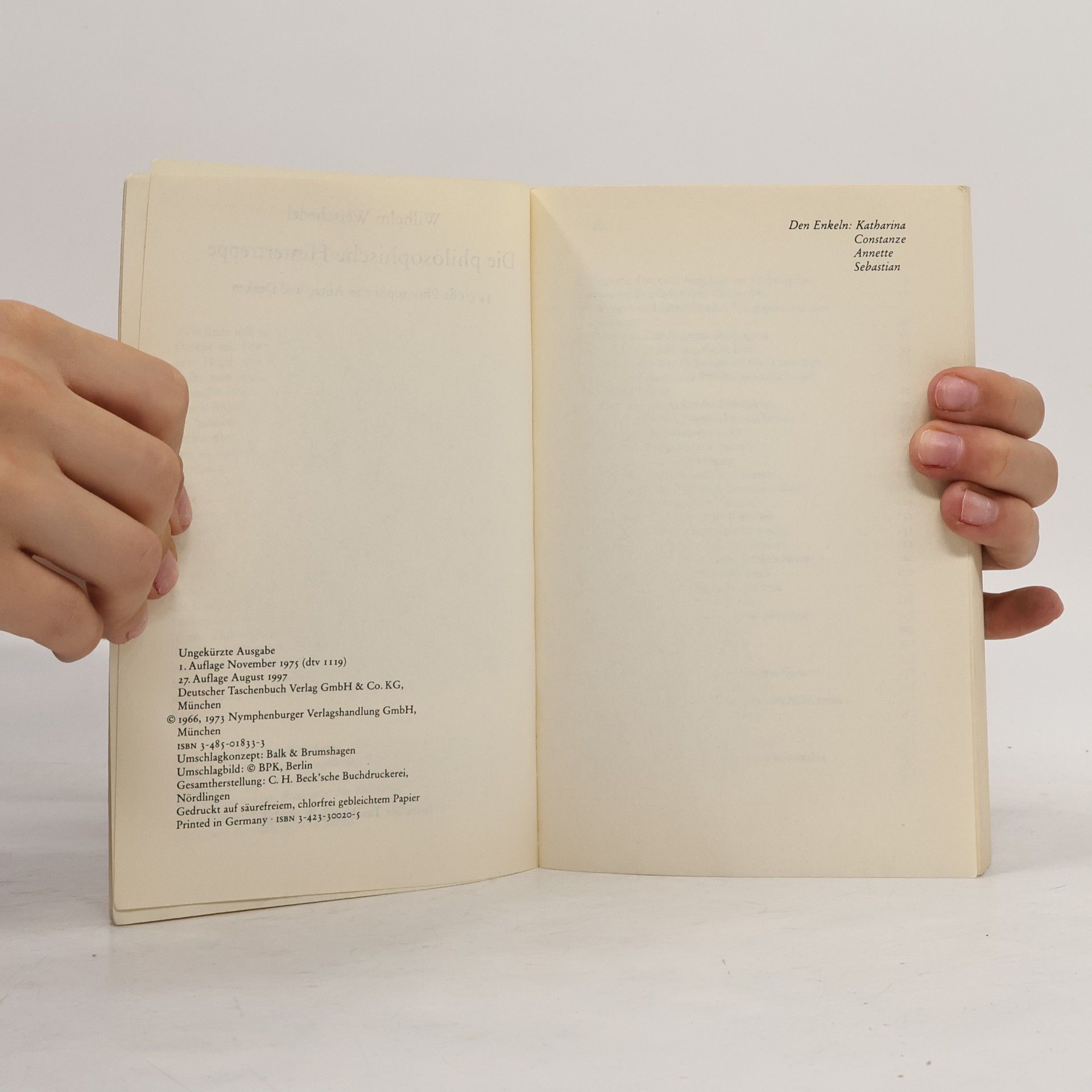 Wilhelm Weischedel Die philosophische Hintertreppe
