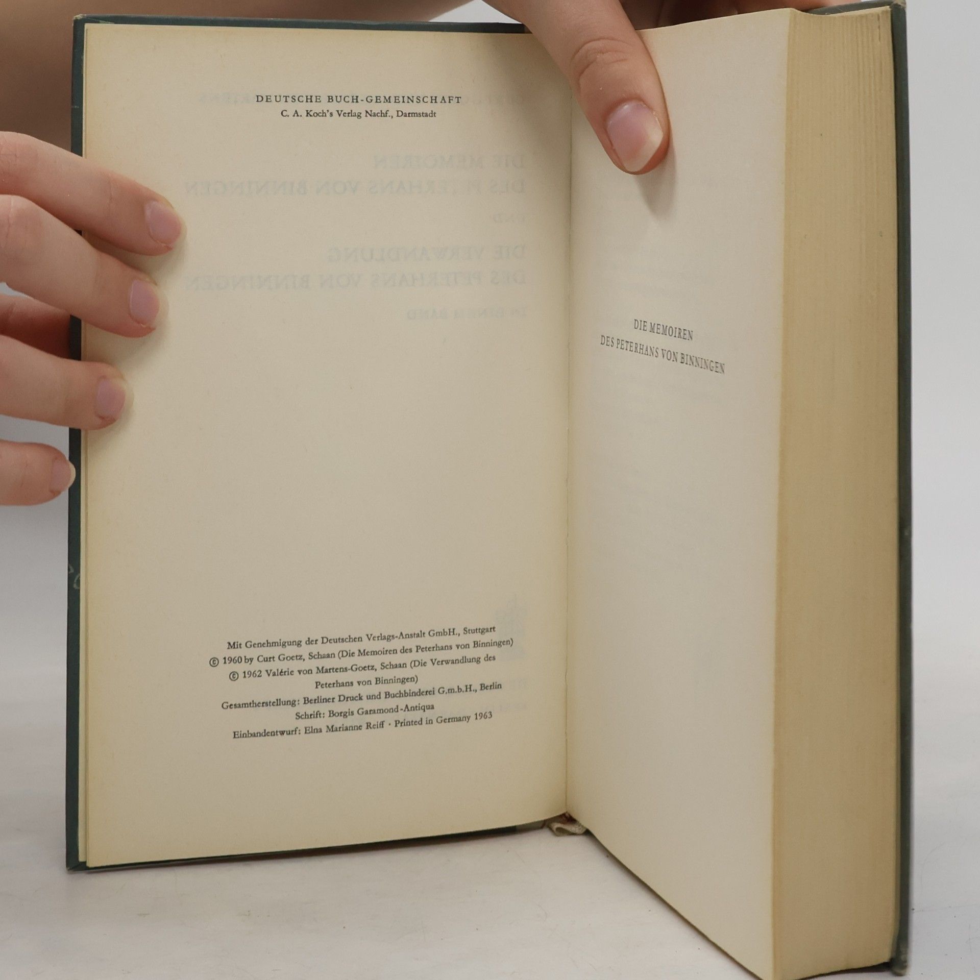 Curt Goetz Die Memoiren des Peterhans von Binningen