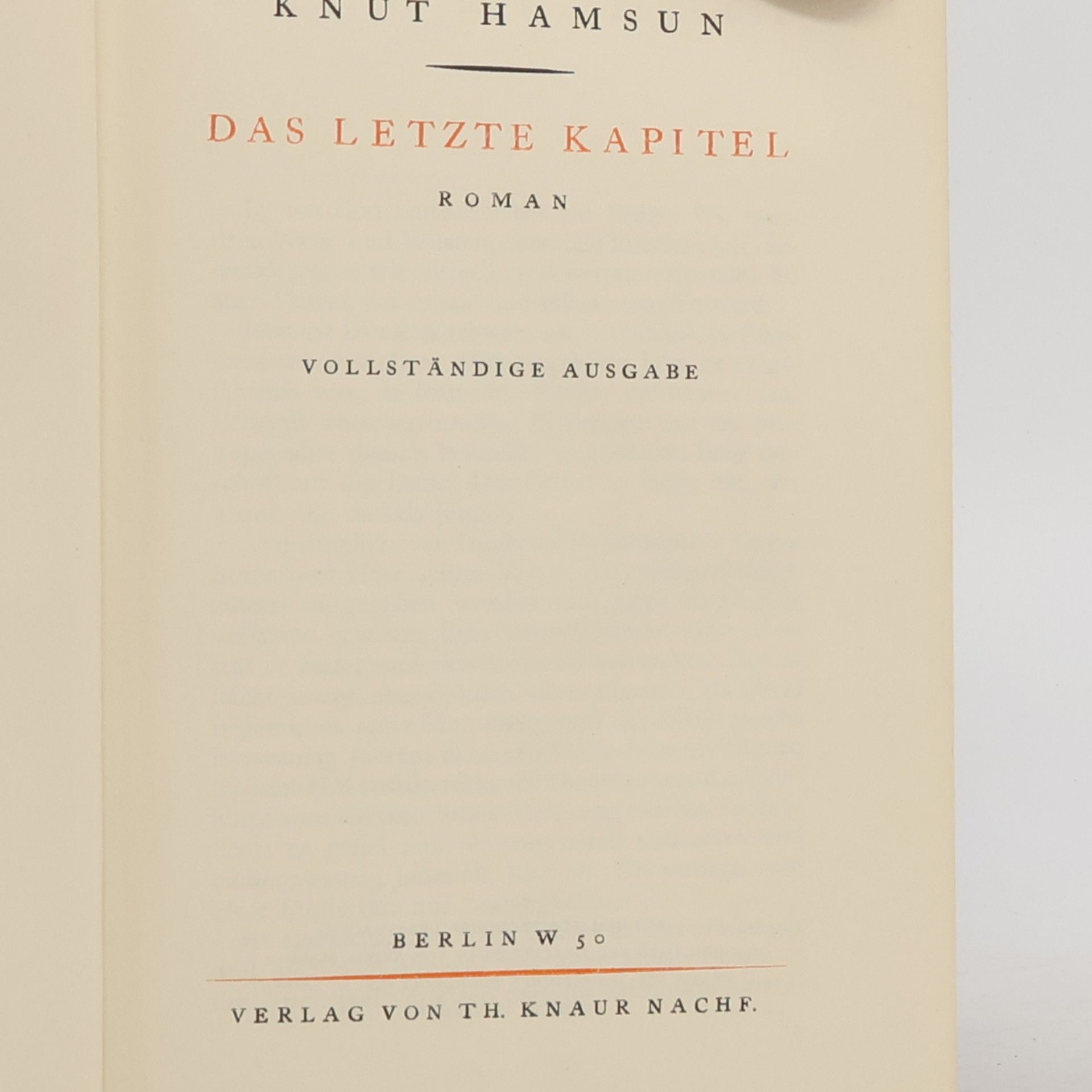 Knut Hamsun Das letzte Kapitel