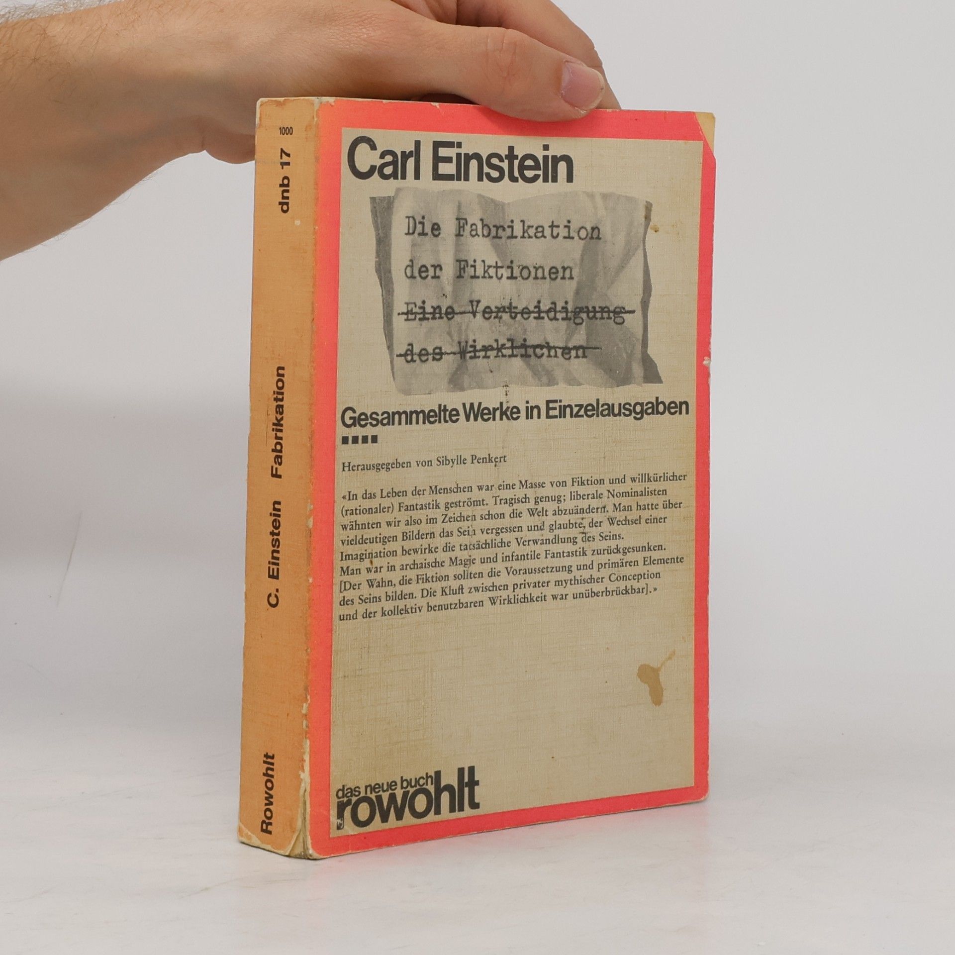 Carl Einstein Die Fabrikation der Fiktionen