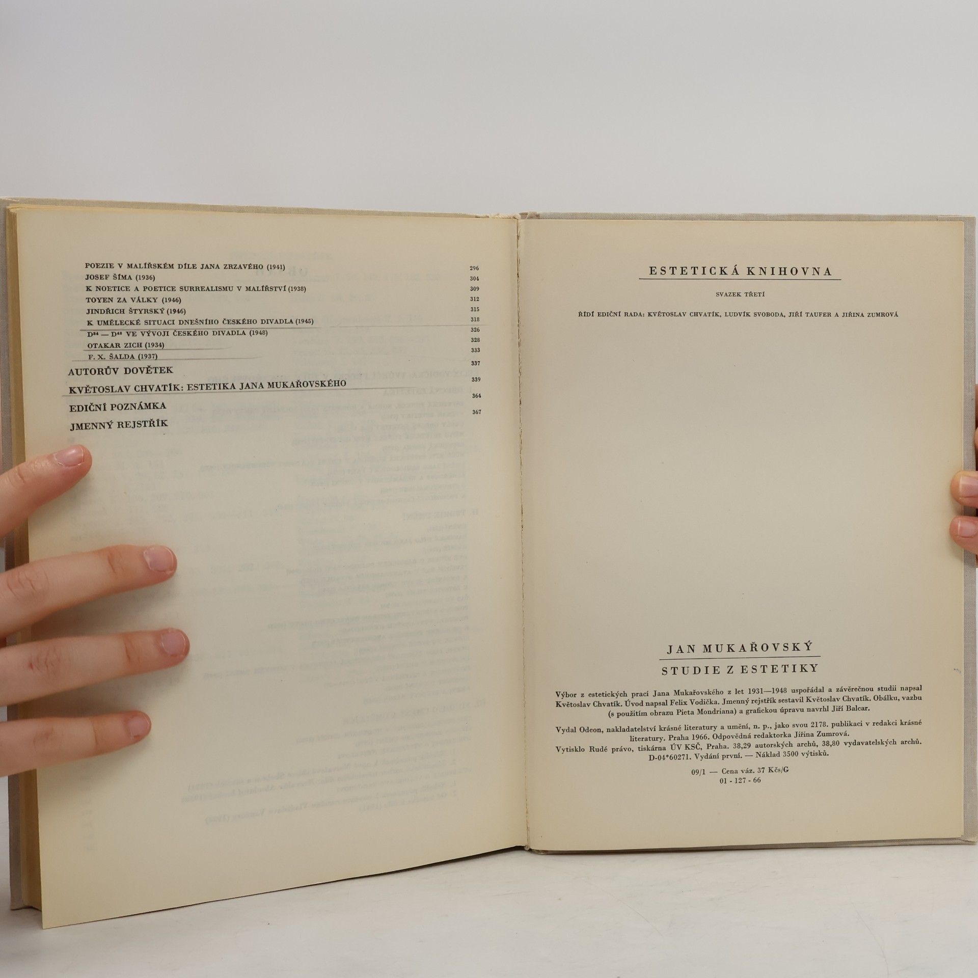 Jan Mukařovský Studie z estetiky