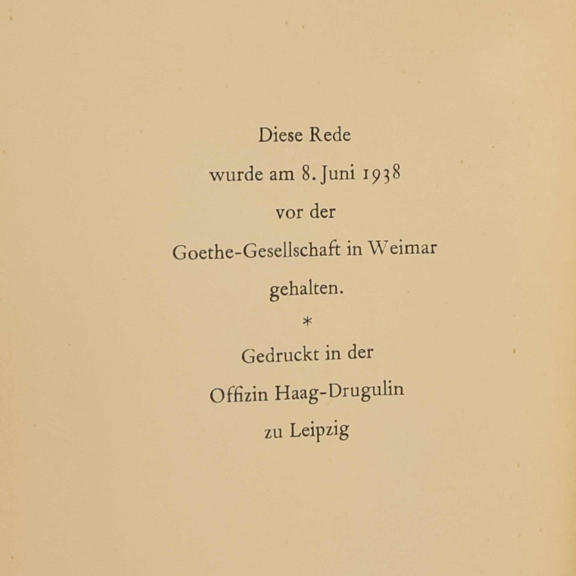 Hans Carossa Wirkungen Goethes in der Gegenwart